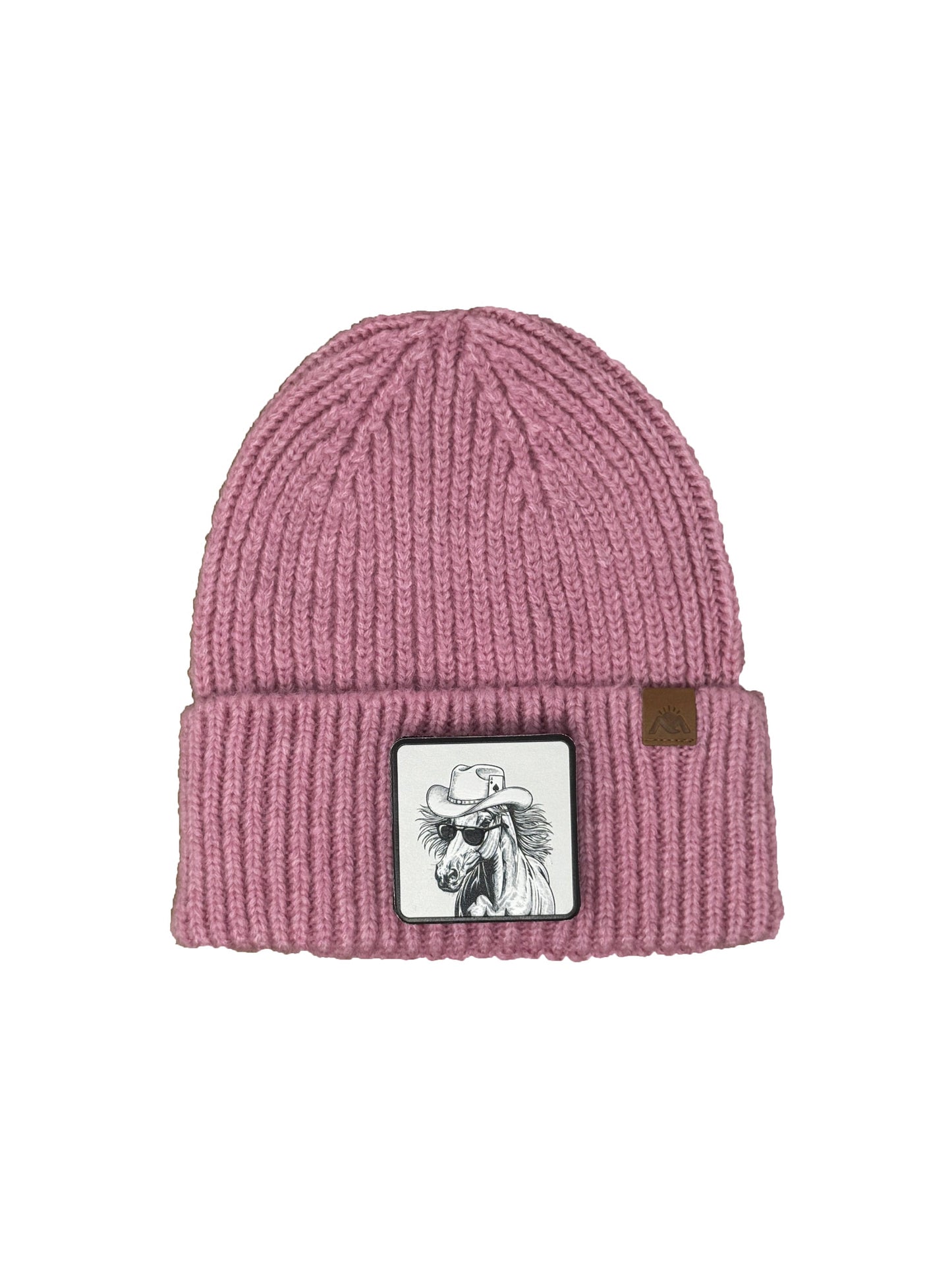 Cowboy Colt | Embossed Removable Western Patch Beanie - Wool Blend, Soft, Warm, One Size Fits Most