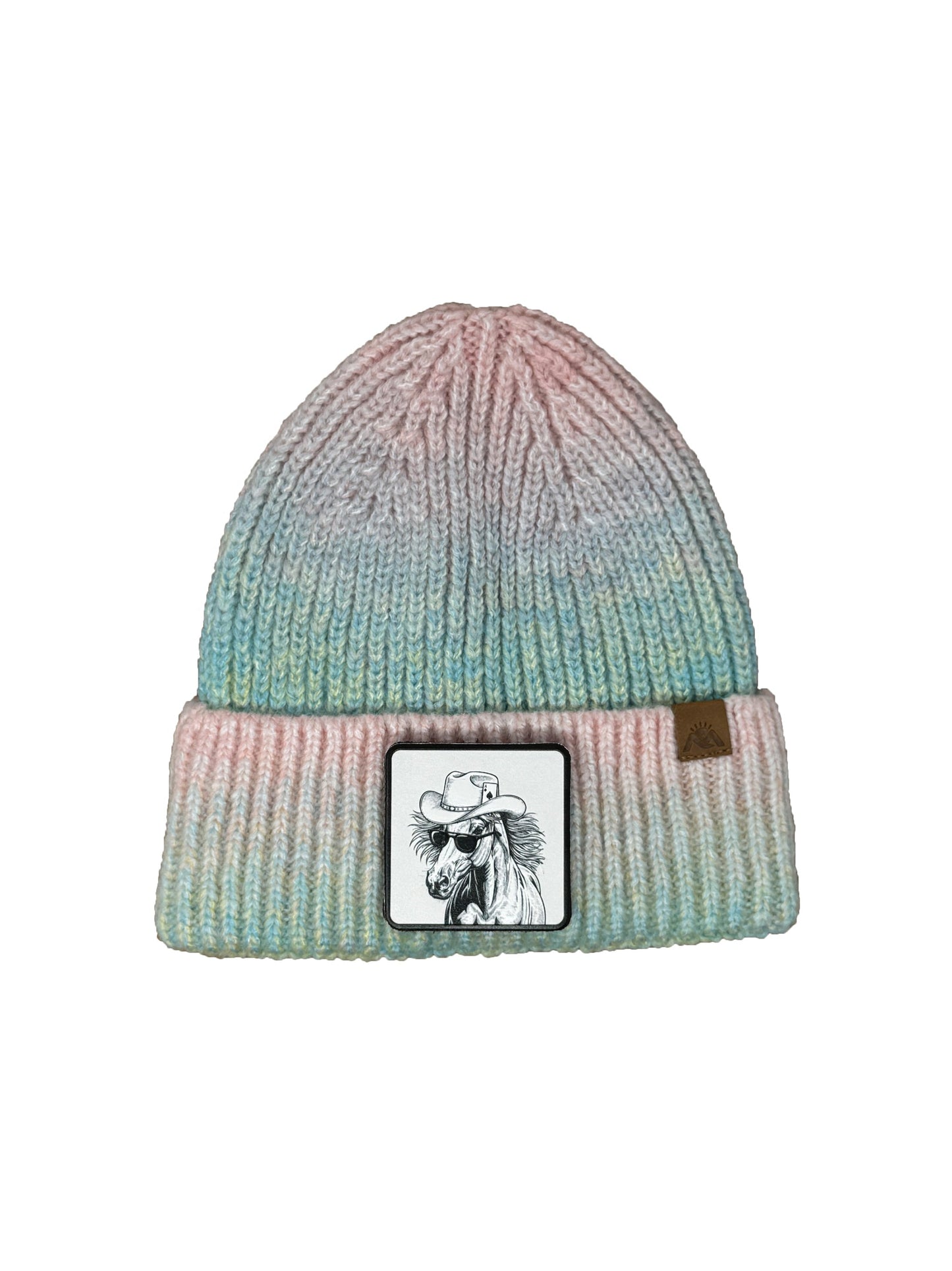 Cowboy Colt | Embossed Removable Western Patch Beanie - Wool Blend, Soft, Warm, One Size Fits Most