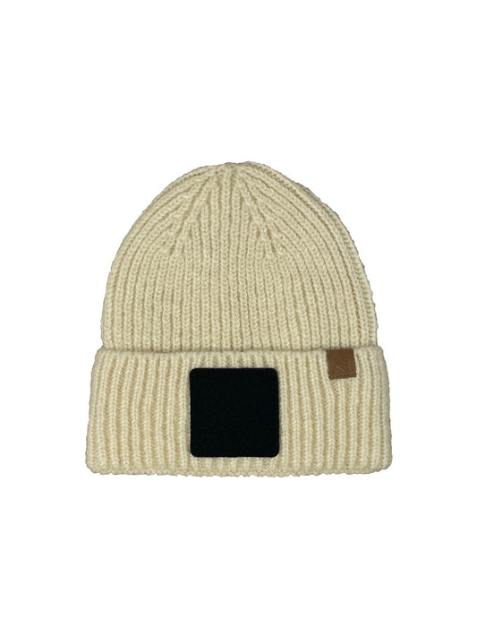 MORNIE | Beanie with Hook and Loop Panel - Wool Blend, Soft, Warm, One Size Fits All