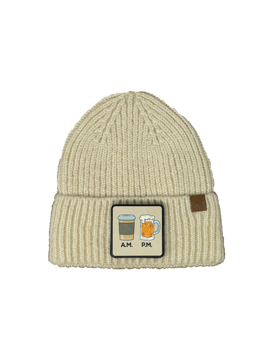 Day N Night | Embossed Removable Lifestyle Patch Beanie - Wool Blend, Soft, Warm, One Size Fits All