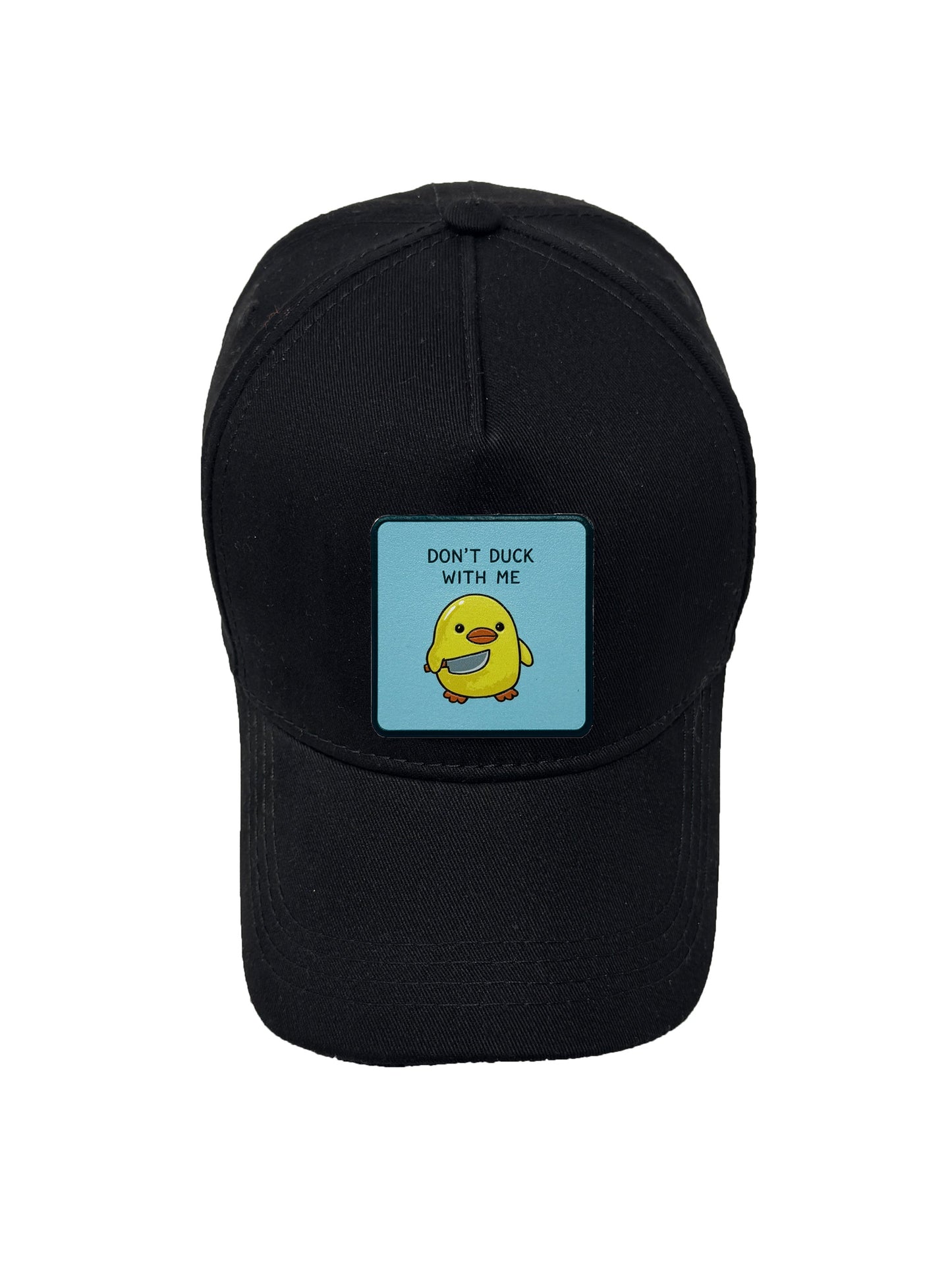 Don't Duck With Me | Embossed Removable Patch 5 Panel Baseball Hat – %100 Cotton, Adjustable Strapback, Curved Bill , One Size Fits Most