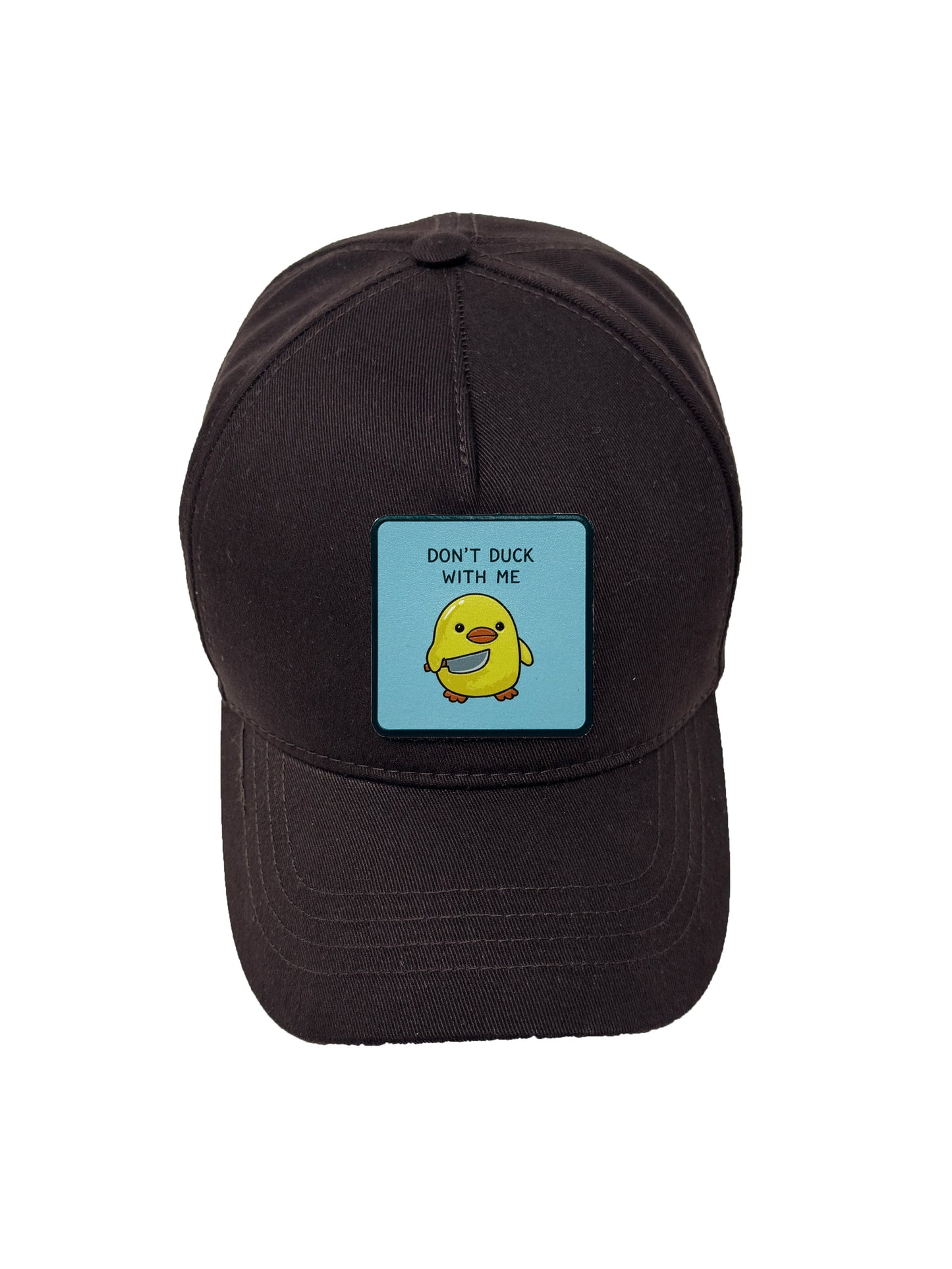 Don't Duck With Me | Embossed Removable Patch 5 Panel Baseball Hat – %100 Cotton, Adjustable Strapback, Curved Bill , One Size Fits Most