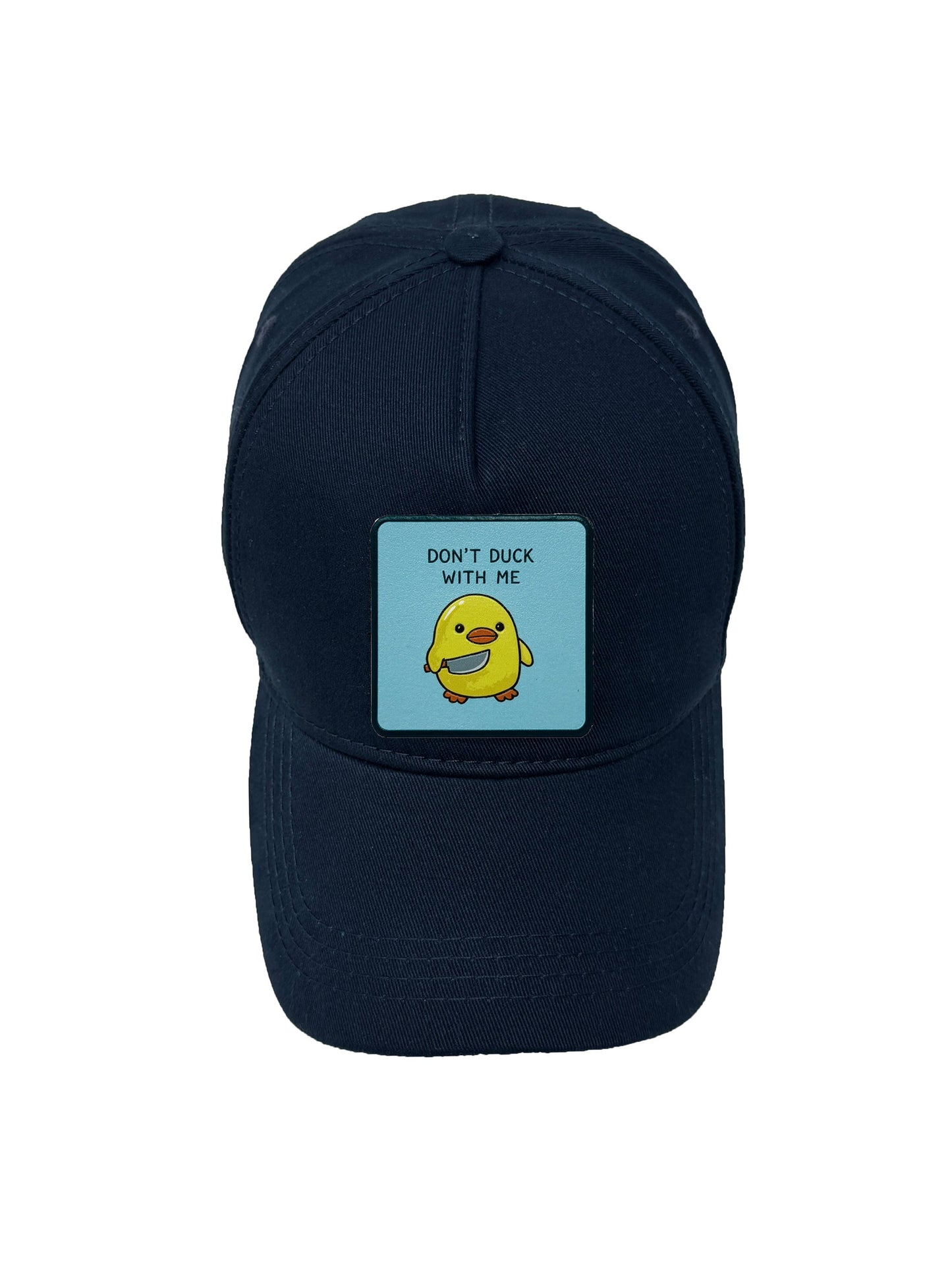 Don't Duck With Me | Embossed Removable Patch 5 Panel Baseball Hat – %100 Cotton, Adjustable Strapback, Curved Bill , One Size Fits Most