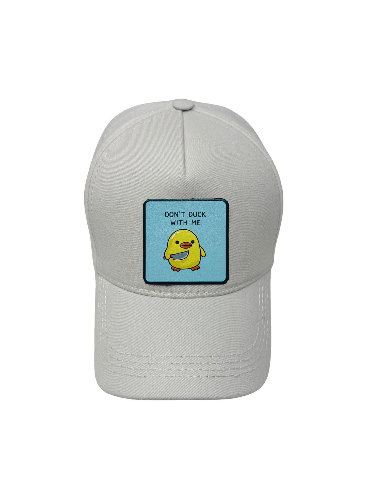 Don't Duck With Me | Embossed Removable Patch 5 Panel Baseball Hat – %100 Cotton, Adjustable Strapback, Curved Bill , One Size Fits Most