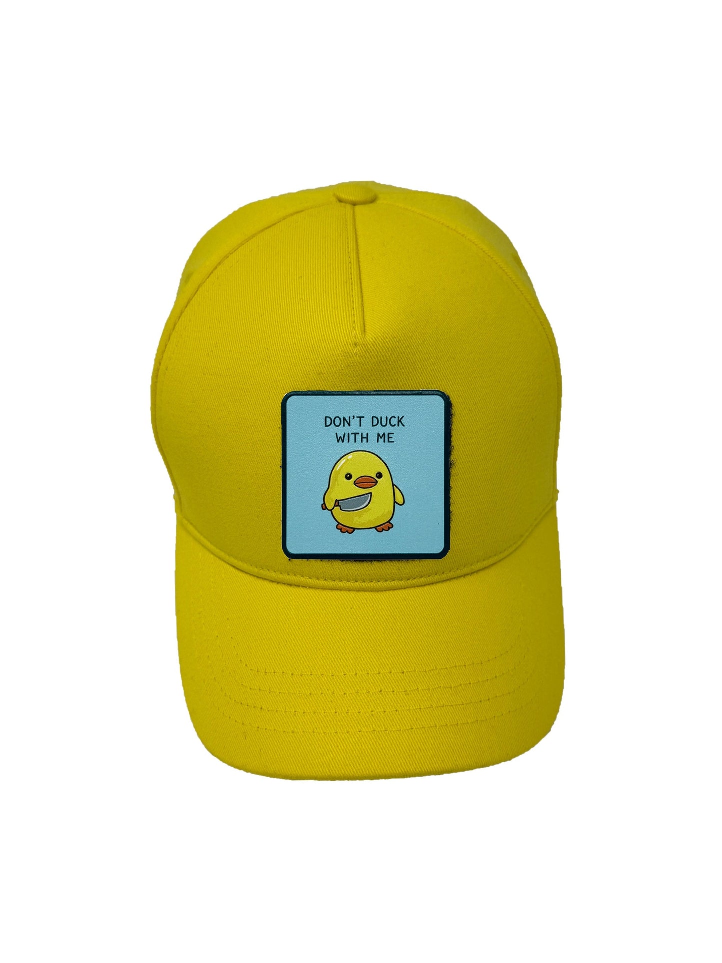 Don't Duck With Me | Embossed Removable Patch 5 Panel Baseball Hat – %100 Cotton, Adjustable Strapback, Curved Bill , One Size Fits Most