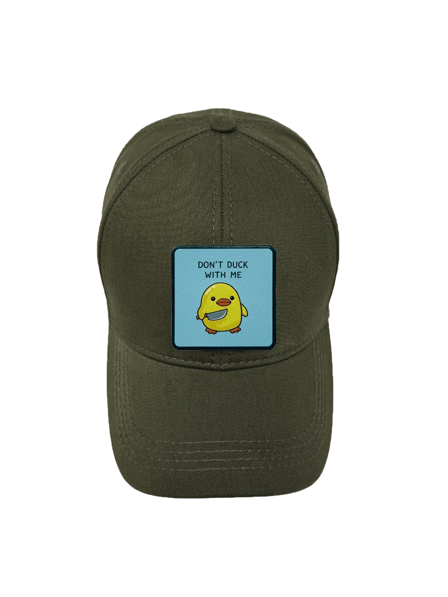 Don't Duck With Me | Embossed Removable Patch 6 Panel Baseball Hat – %100 Cotton, Adjustable Strapback, Curved Bill , One Size Fits Most