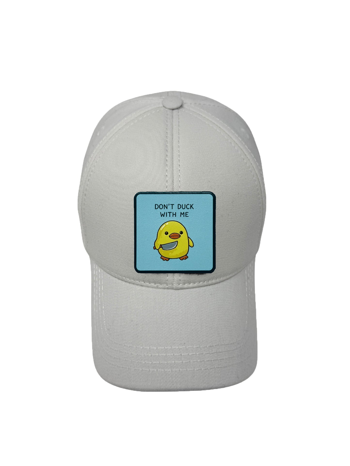 Don't Duck With Me | Embossed Removable Patch 6 Panel Baseball Hat – %100 Cotton, Adjustable Strapback, Curved Bill , One Size Fits Most