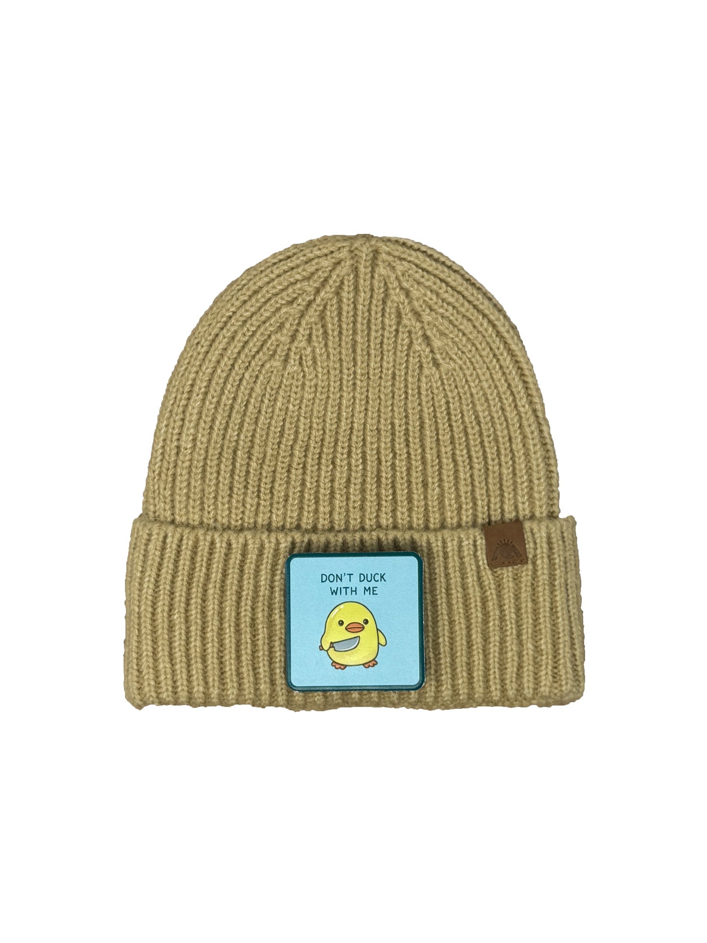 Don't Duck With Me | Embossed Removable Patch Beanie - Wool Blend, Soft, Warm, One Size Fits Most