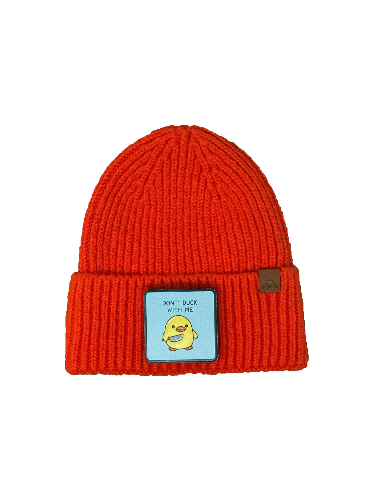 Don't Duck With Me | Embossed Removable Patch Beanie - Wool Blend, Soft, Warm, One Size Fits Most
