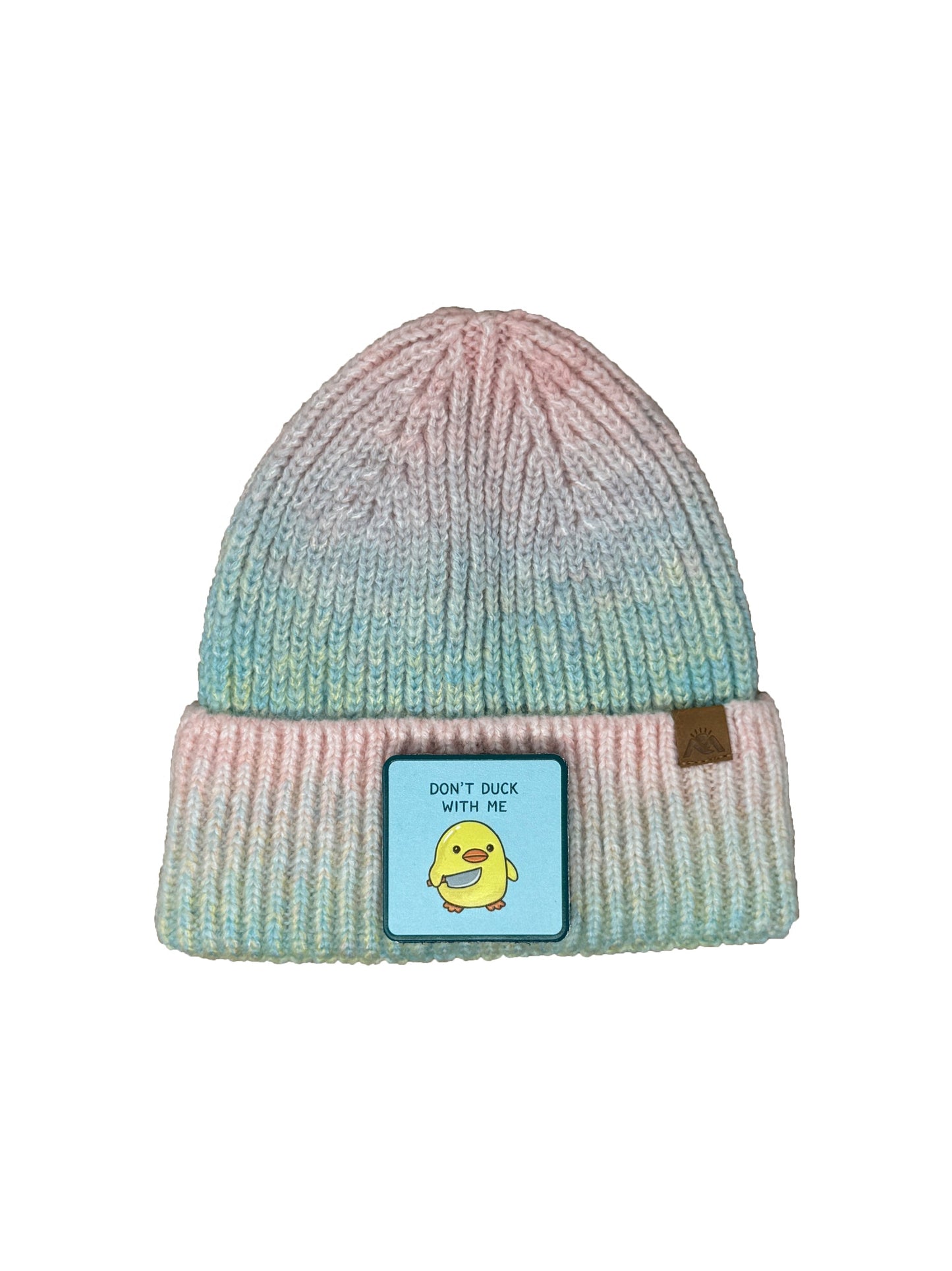 Don't Duck With Me | Embossed Removable Patch Beanie - Wool Blend, Soft, Warm, One Size Fits Most