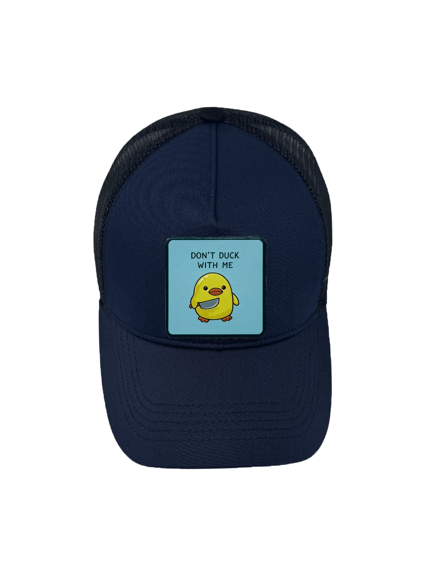 Don’t Duck With Me | Embossed Detailed Removable Patch Trucker Hat – Adjustable Snapback, Breathable Mesh, One Size Fits Most