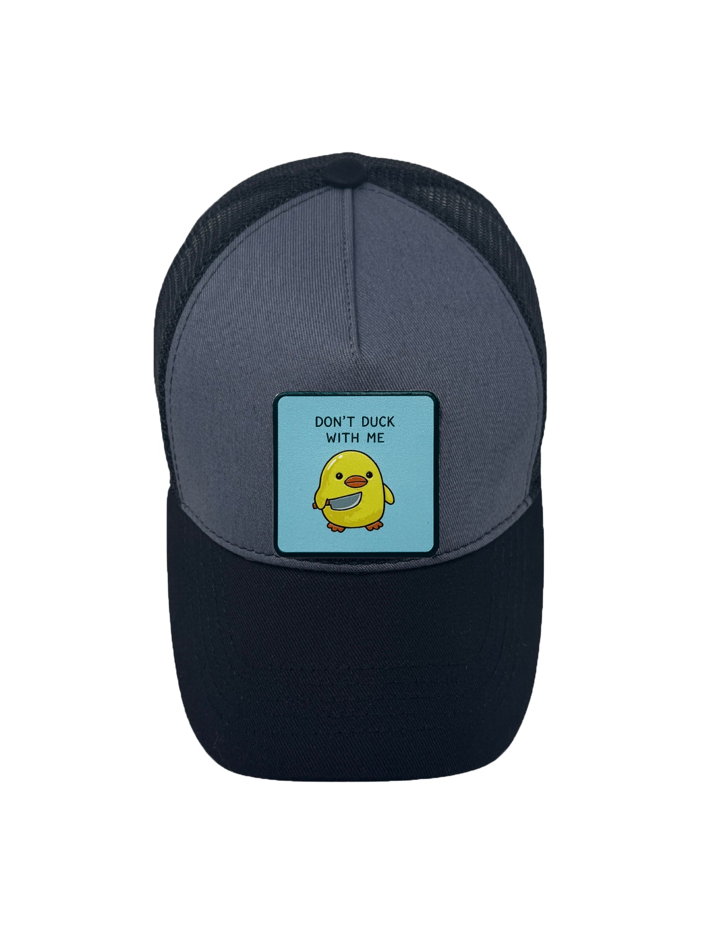 Don’t Duck With Me | Embossed Detailed Removable Patch Trucker Hat – Adjustable Snapback, Breathable Mesh, One Size Fits Most