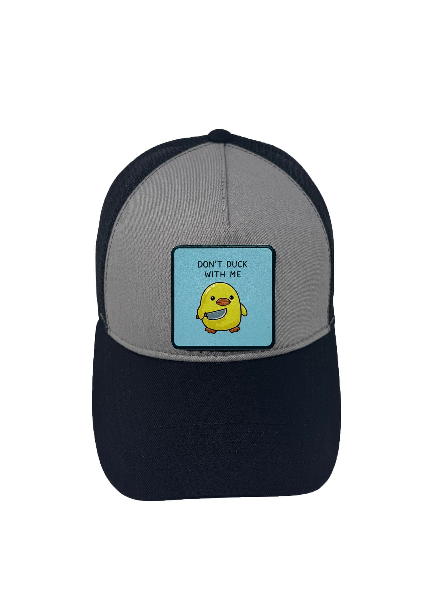Don’t Duck With Me | Embossed Detailed Removable Patch Trucker Hat – Adjustable Snapback, Breathable Mesh, One Size Fits Most
