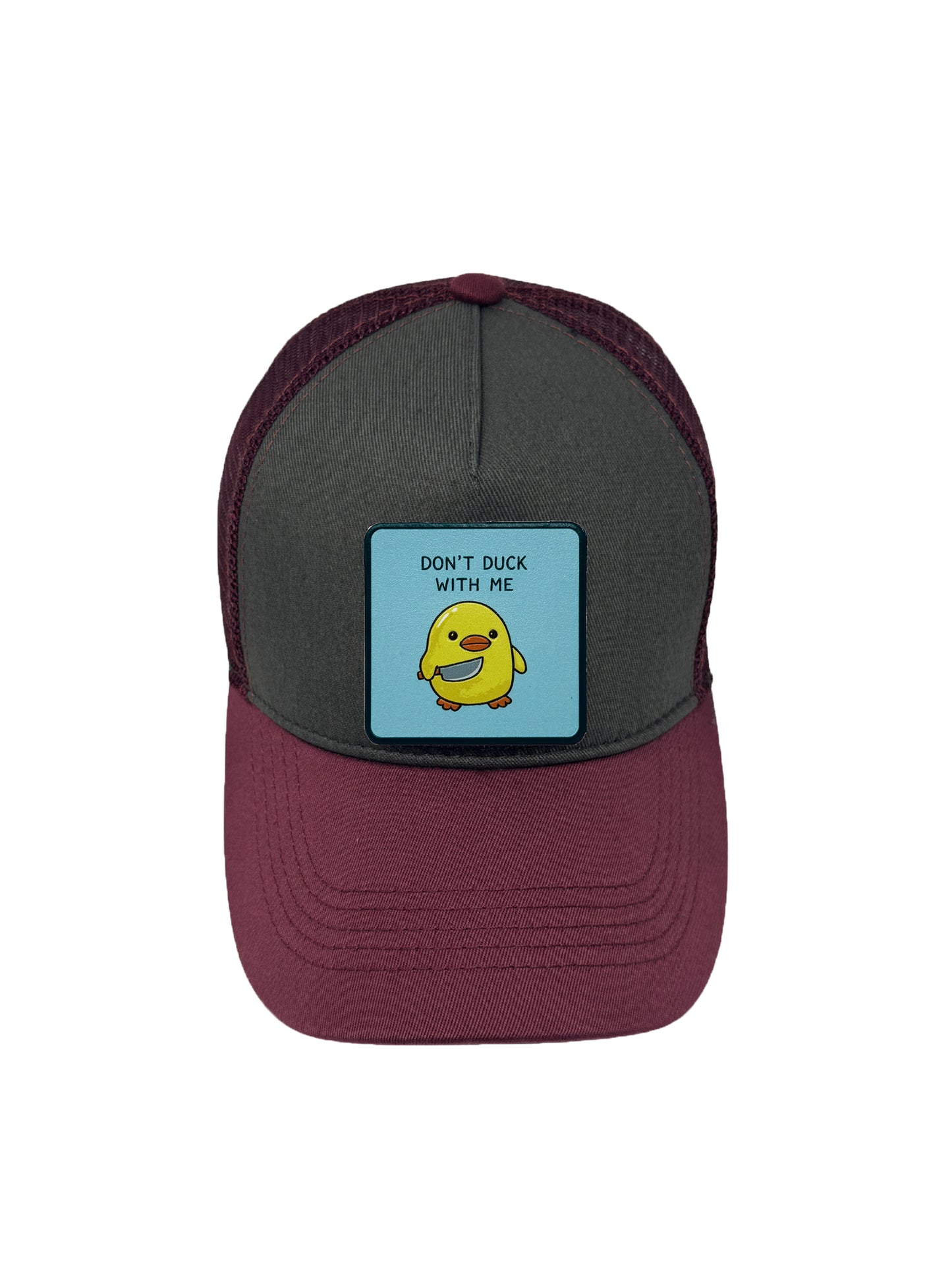 Don’t Duck With Me | Embossed Detailed Removable Patch Trucker Hat – Adjustable Snapback, Breathable Mesh, One Size Fits Most