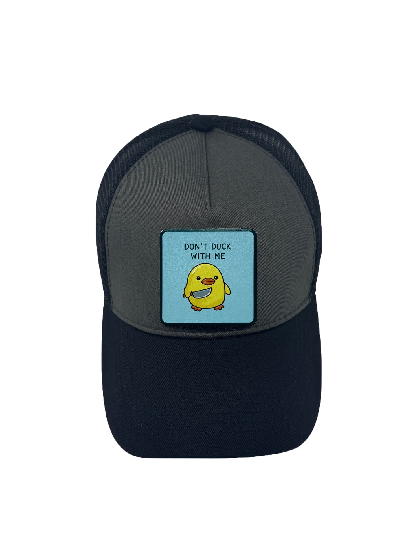 Don’t Duck With Me | Embossed Detailed Removable Patch Trucker Hat – Adjustable Snapback, Breathable Mesh, One Size Fits Most