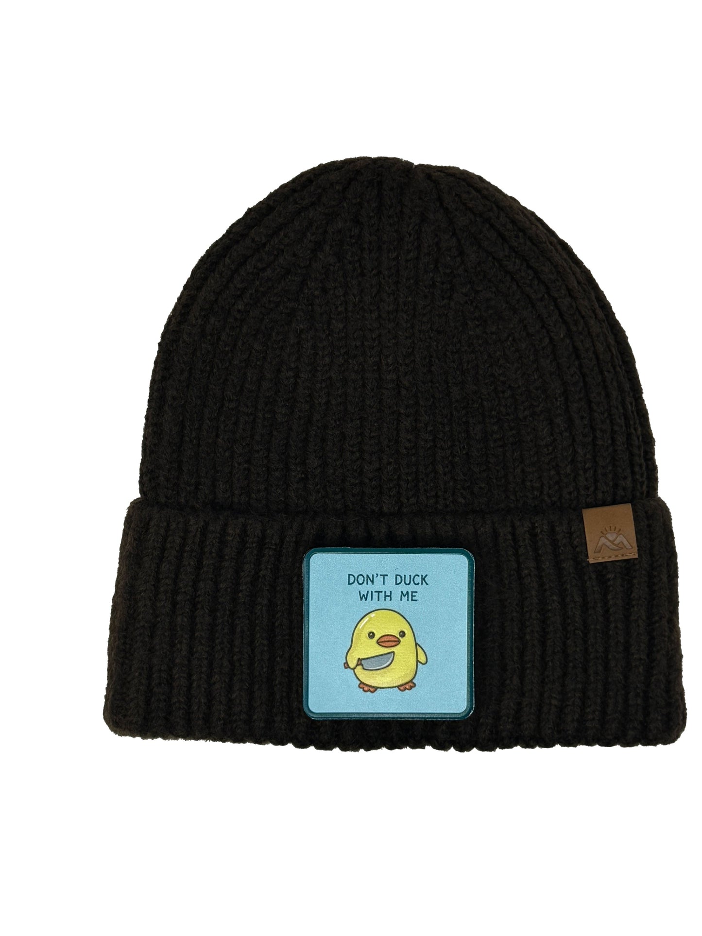 Don't Duck With Me | Embossed Removable Patch Beanie - Wool Blend, Soft, Warm, One Size Fits Most