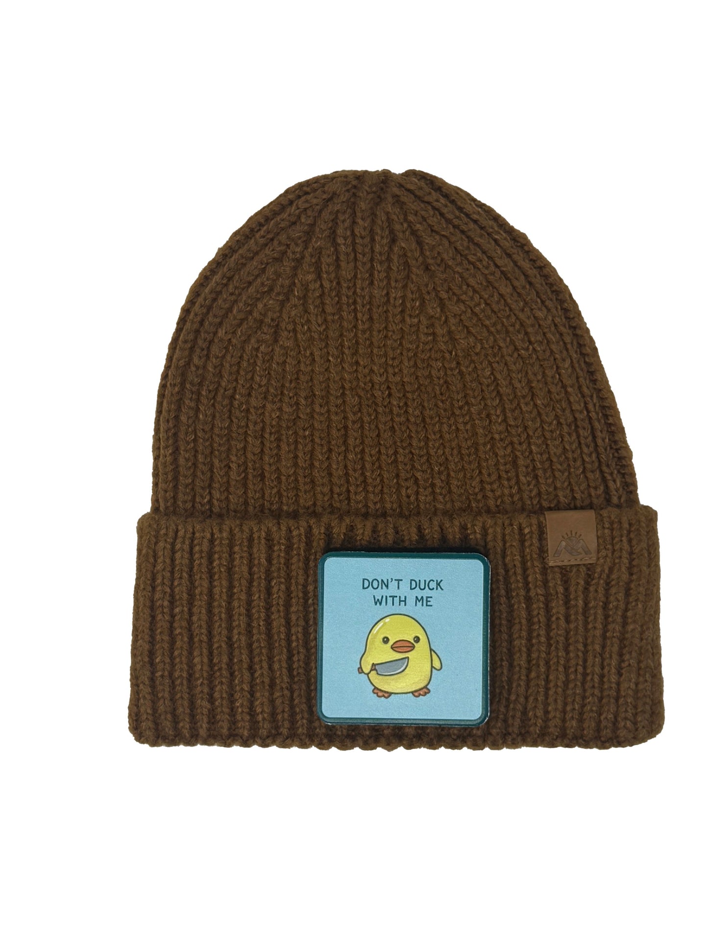 Don't Duck With Me | Embossed Removable Patch Beanie - Wool Blend, Soft, Warm, One Size Fits Most