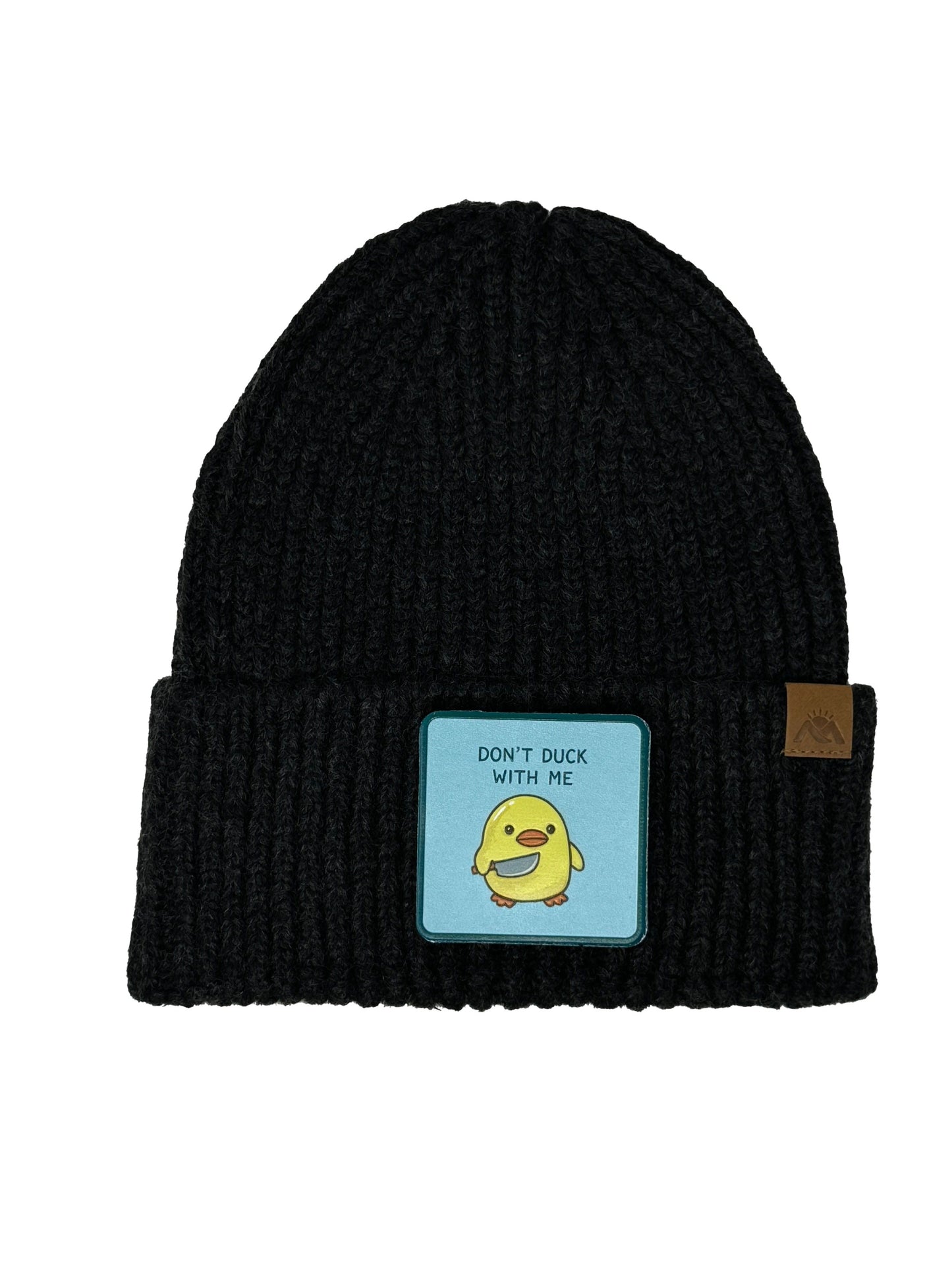 Don't Duck With Me | Embossed Removable Patch Beanie - Wool Blend, Soft, Warm, One Size Fits Most