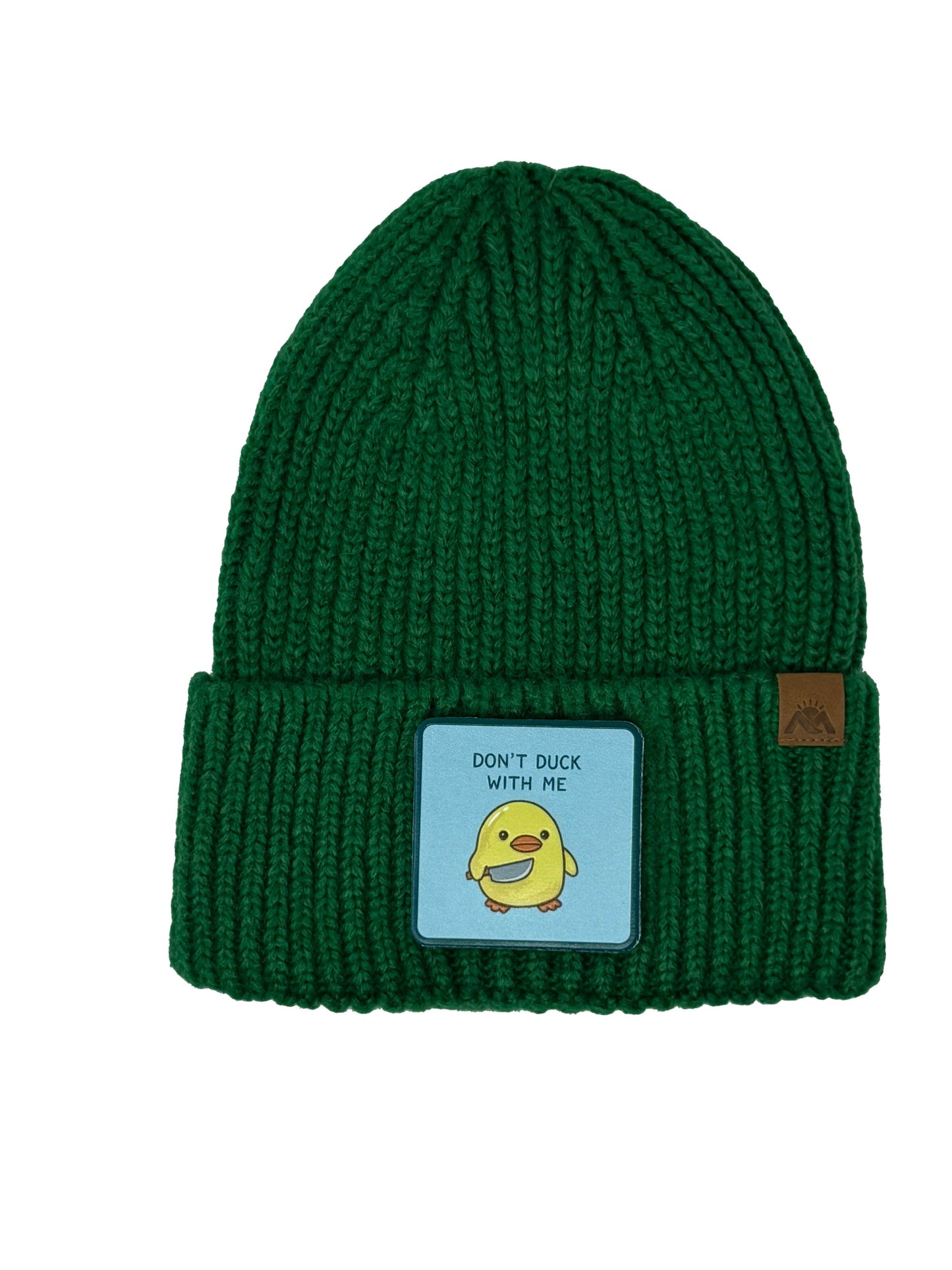 Don't Duck With Me | Embossed Removable Patch Beanie - Wool Blend, Soft, Warm, One Size Fits Most