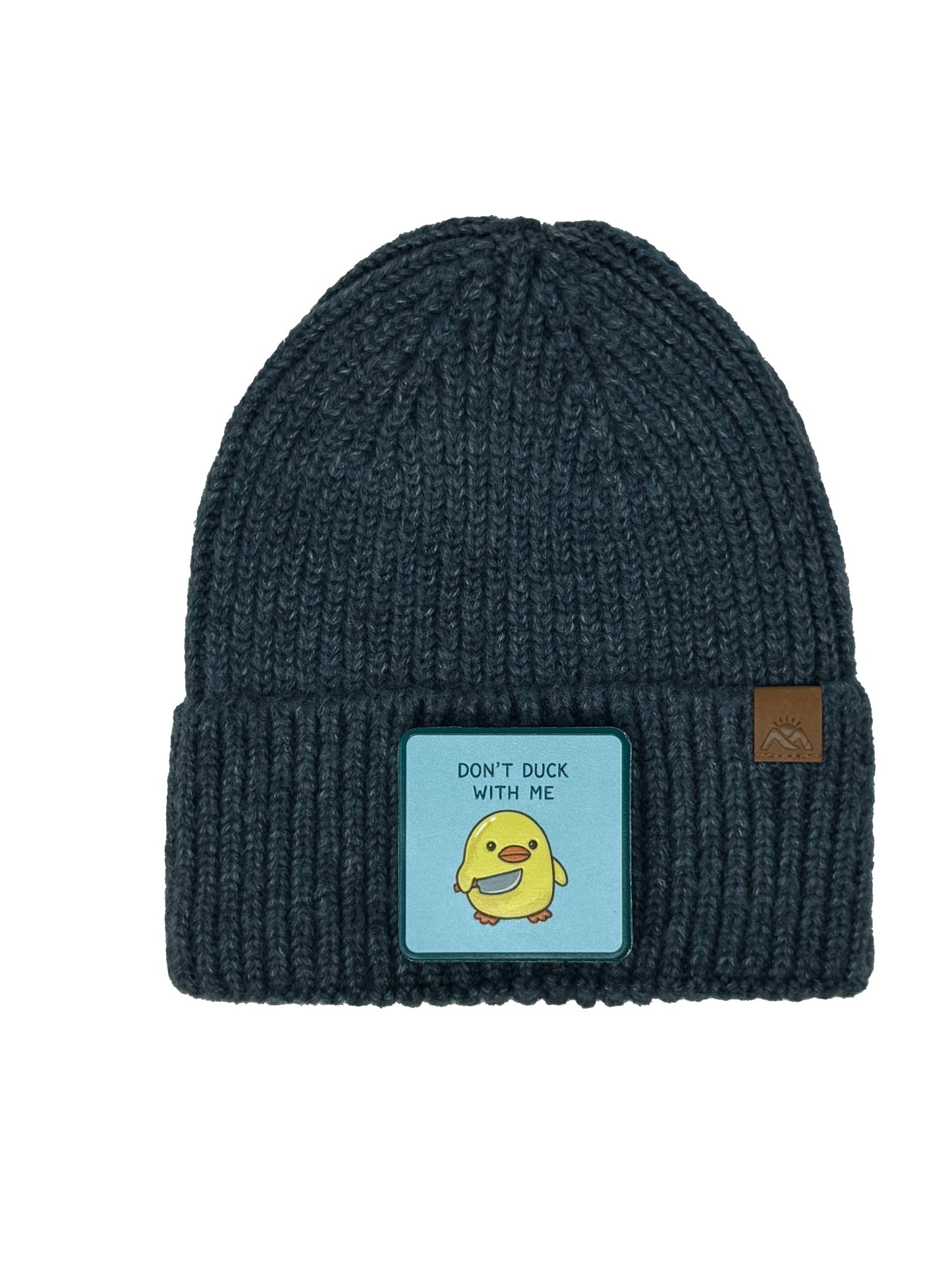 Don't Duck With Me | Embossed Removable Patch Beanie - Wool Blend, Soft, Warm, One Size Fits Most