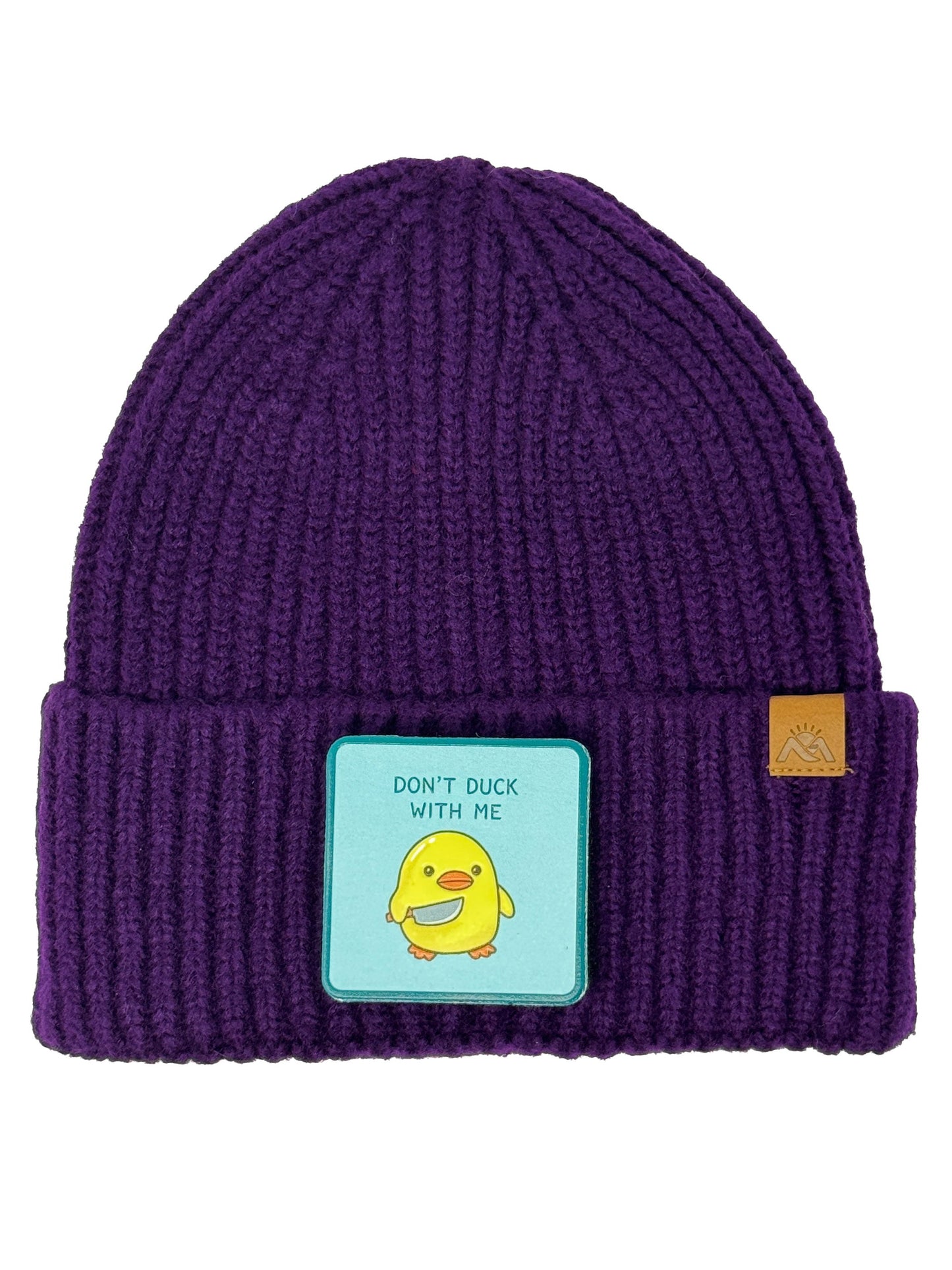 Don't Duck With Me | Embossed Removable Patch Beanie - Wool Blend, Soft, Warm, One Size Fits Most