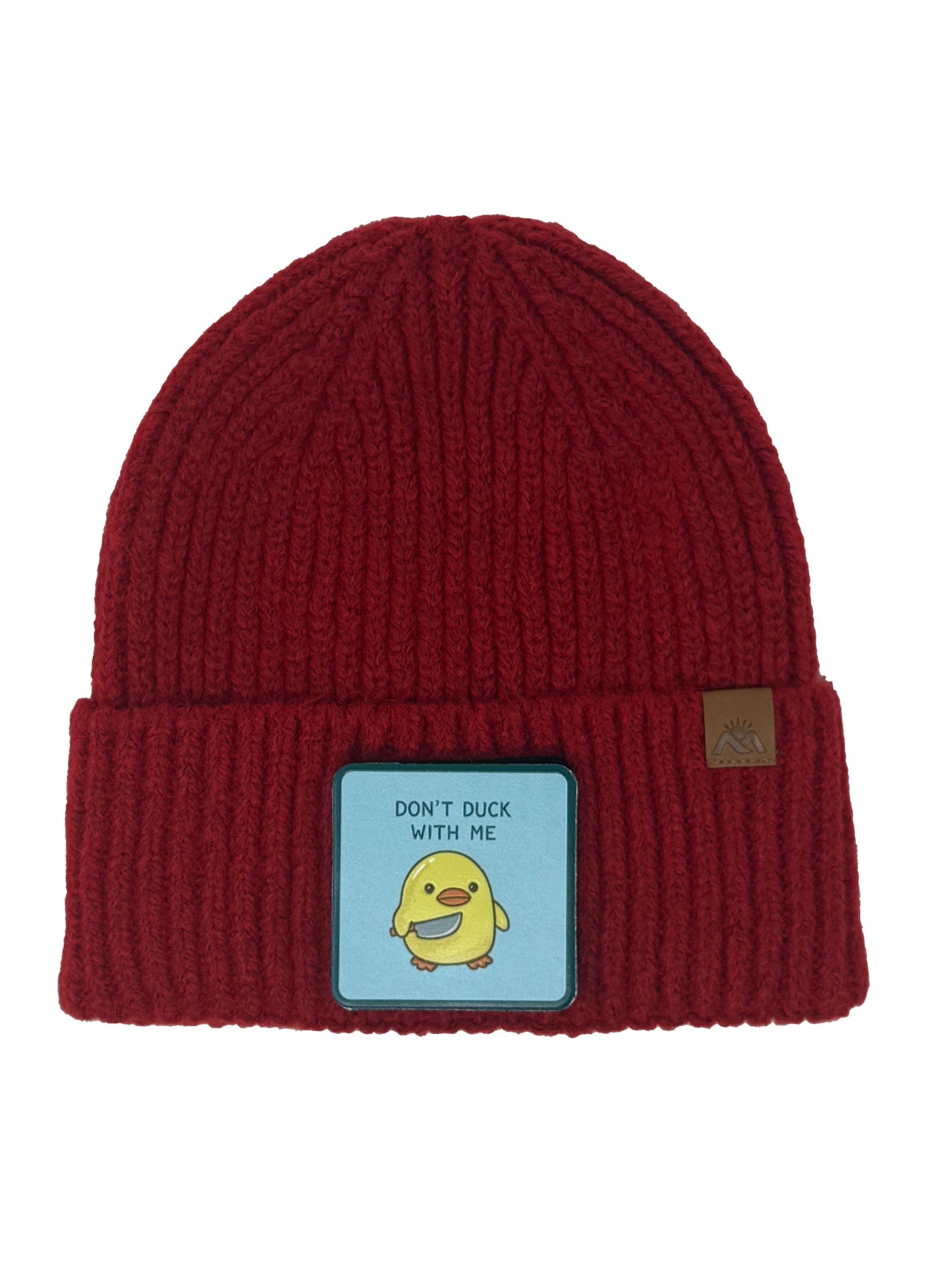 Don't Duck With Me | Embossed Removable Patch Beanie - Wool Blend, Soft, Warm, One Size Fits Most
