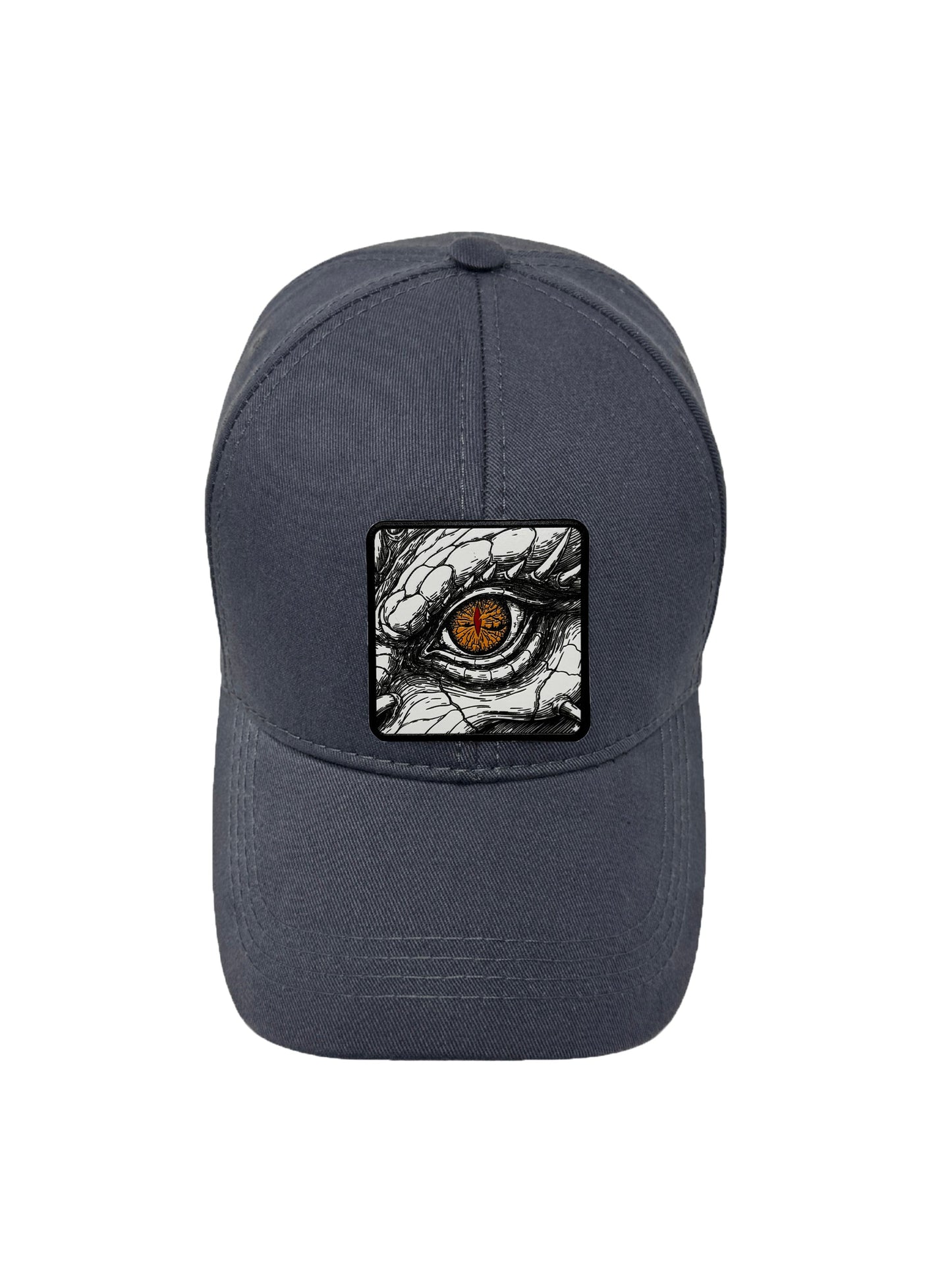 Dragon Eye | Embossed Removable Fantasy Patch 6 Panel Baseball Hat – %100 Cotton, Adjustable Strapback, Curved Bill , One Size Fits Most