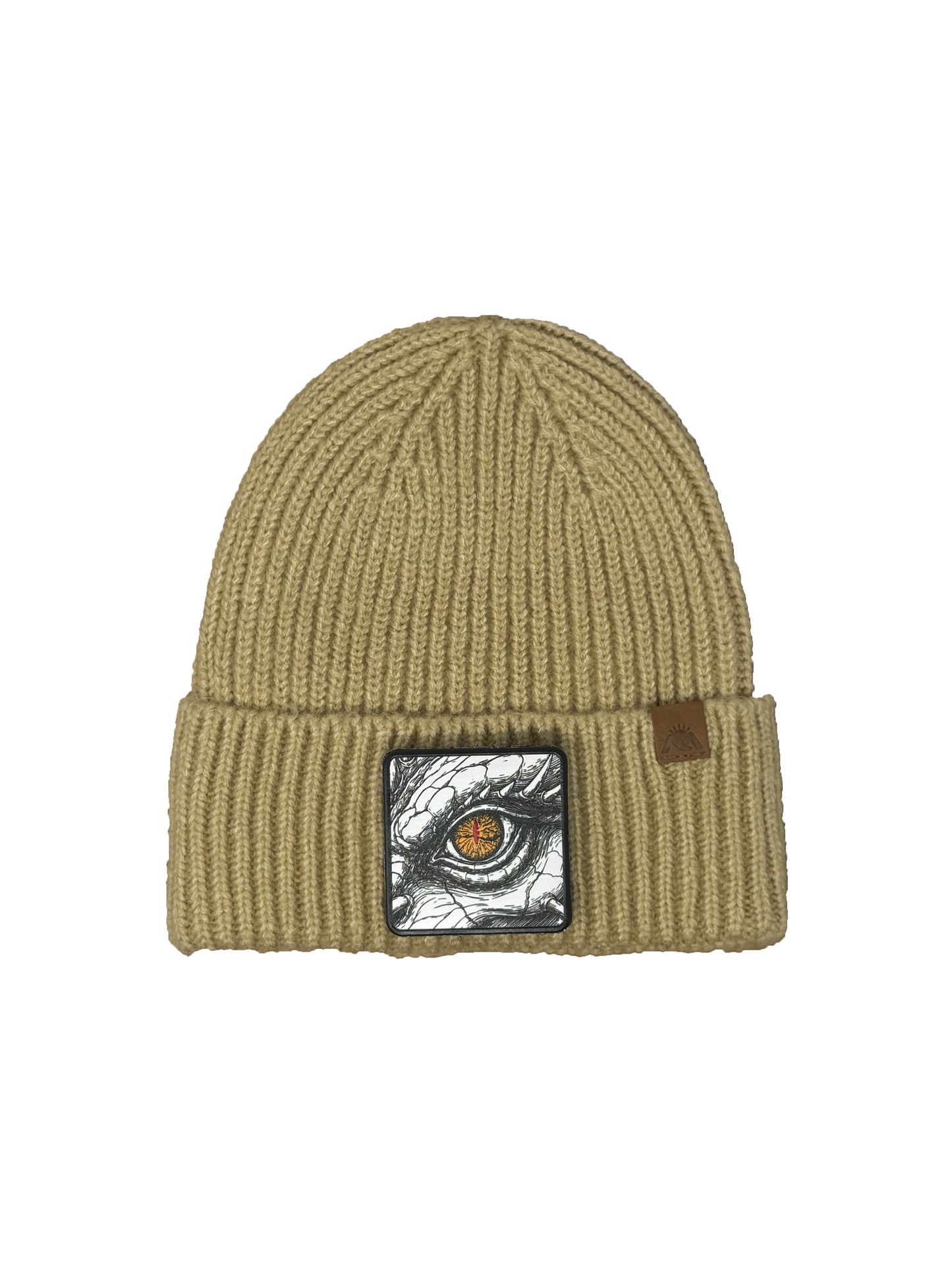 Dragon Eye | Embossed Removable Fantasy Patch Beanie - Wool Blend, Soft, Warm, One Size Fits Most