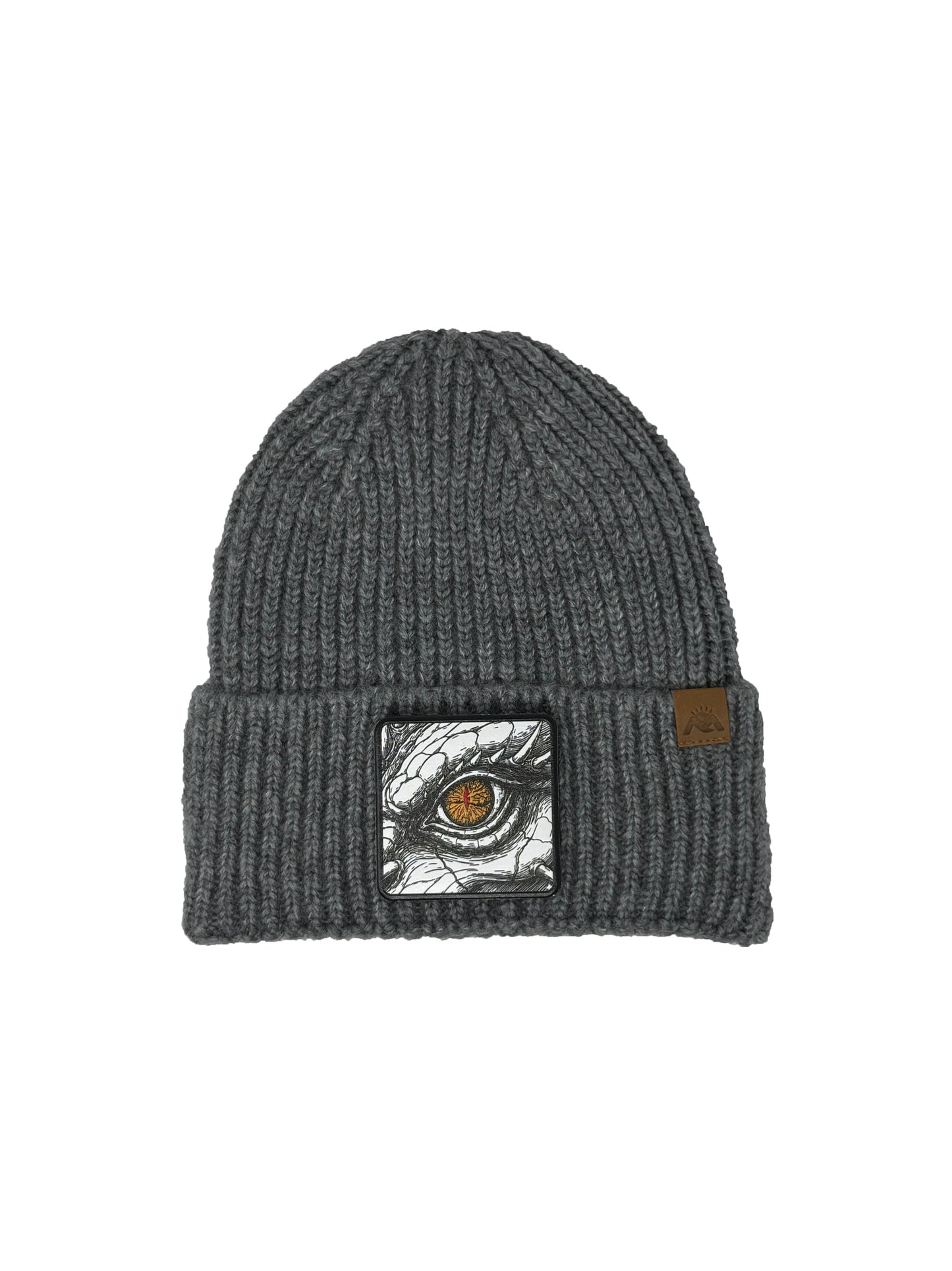 Dragon Eye | Embossed Removable Fantasy Patch Beanie - Wool Blend, Soft, Warm, One Size Fits Most