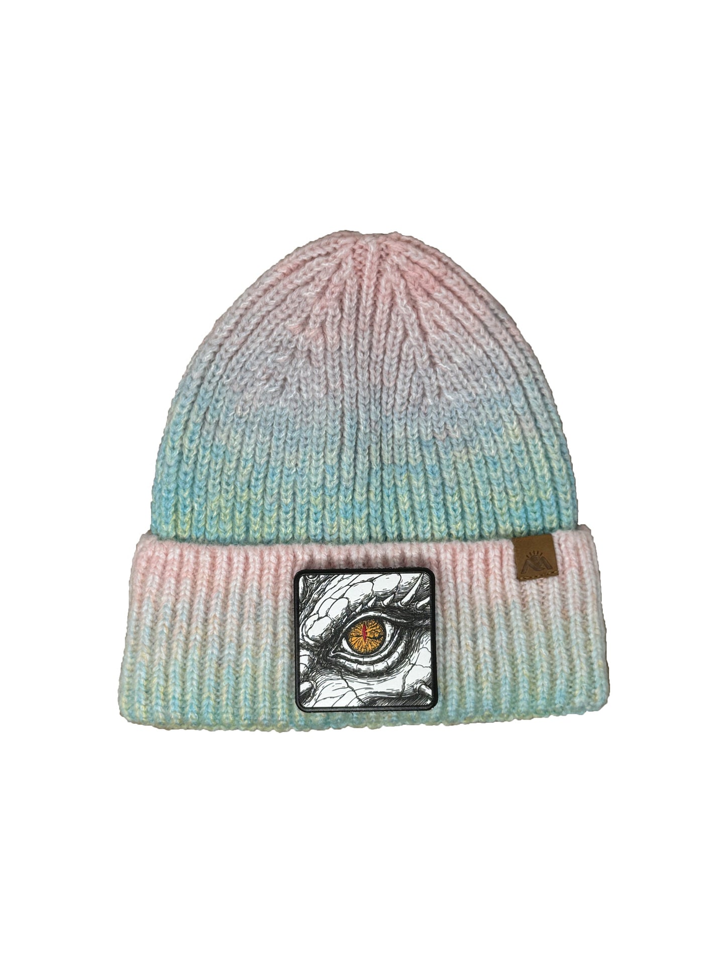 Dragon Eye | Embossed Removable Fantasy Patch Beanie - Wool Blend, Soft, Warm, One Size Fits Most