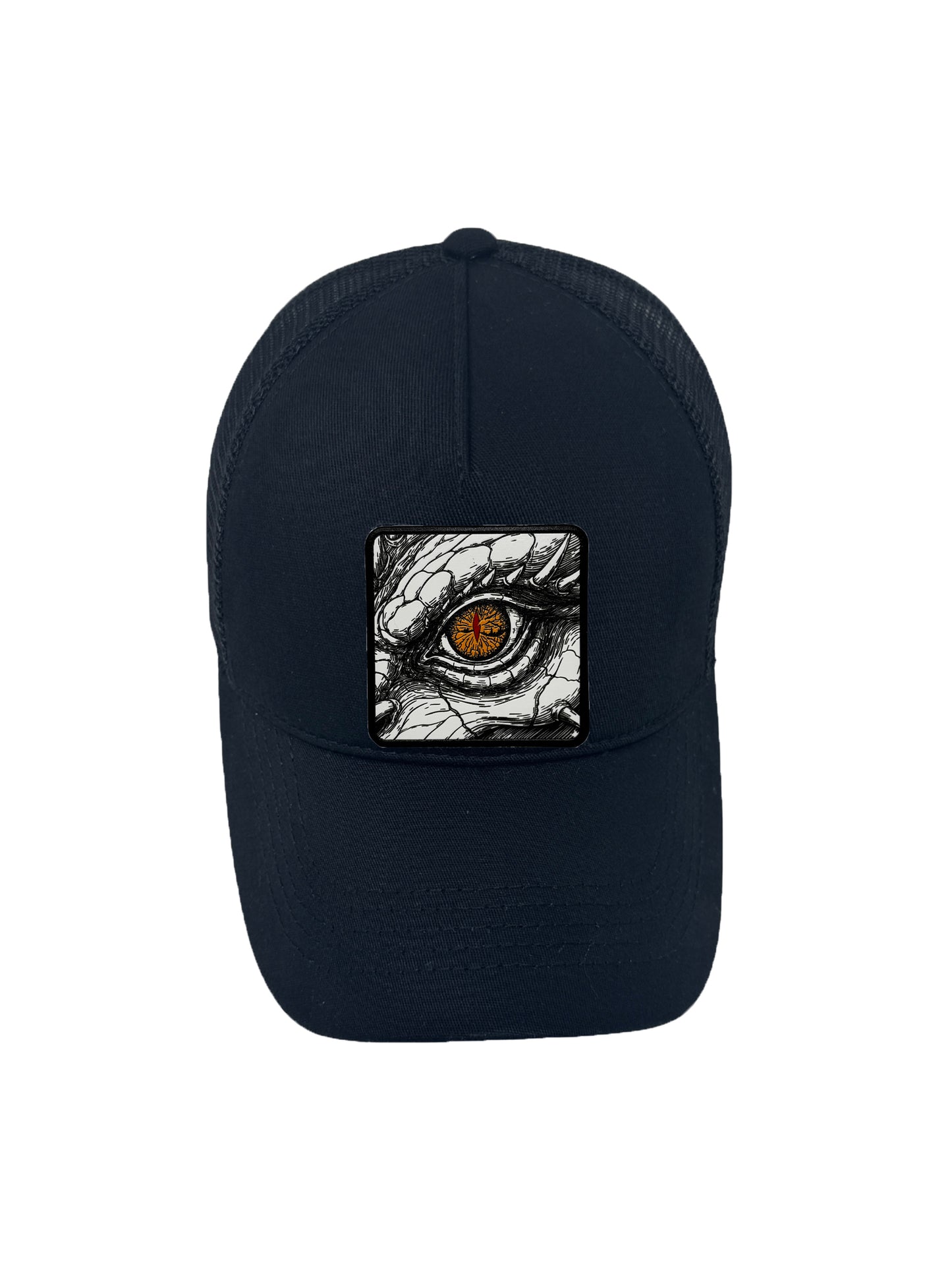 Dragon Eye | Embossed Removable Fantasy Patch Trucker Hat – Adjustable Snapback, Breathable Mesh, One Size Fits Most