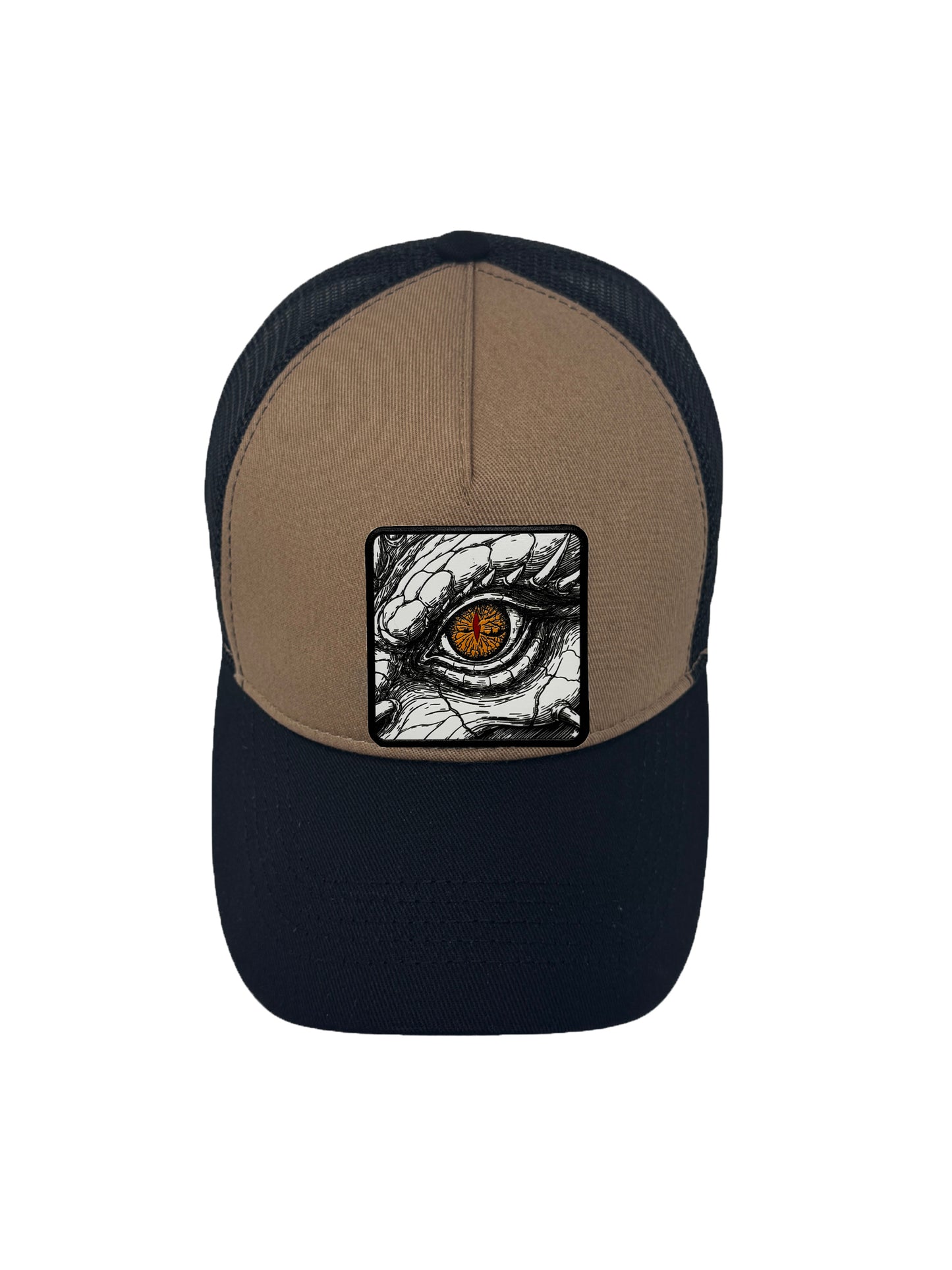 Dragon Eye | Embossed Removable Fantasy Patch Trucker Hat – Adjustable Snapback, Breathable Mesh, One Size Fits Most