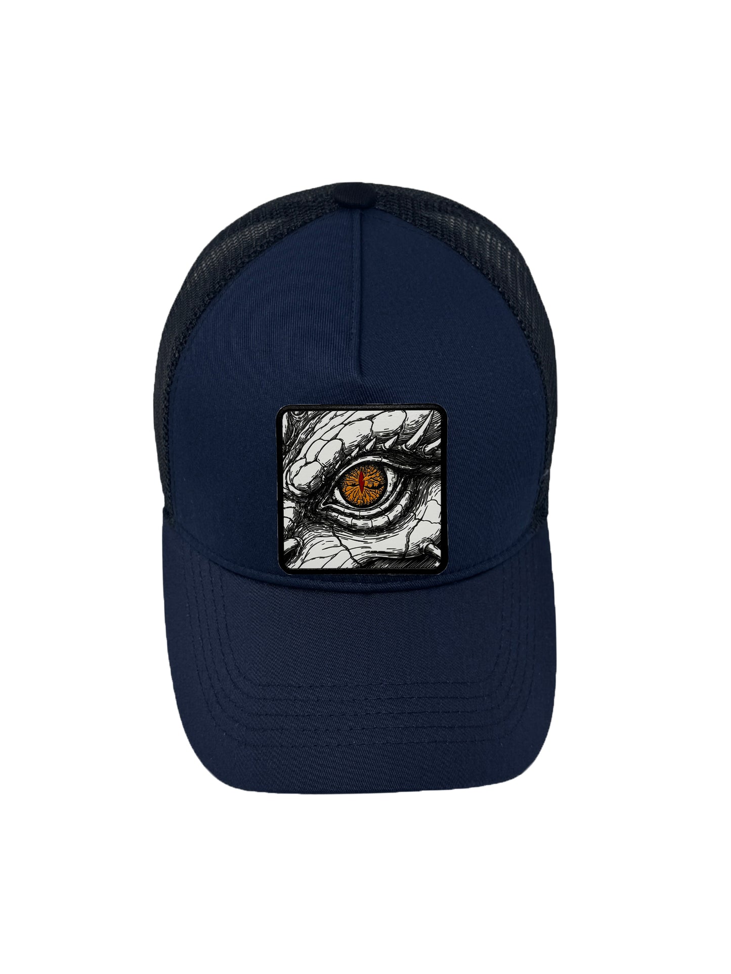 Dragon Eye | Embossed Removable Fantasy Patch Trucker Hat – Adjustable Snapback, Breathable Mesh, One Size Fits Most