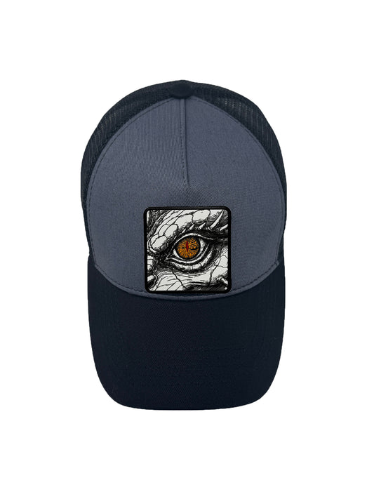 Dragon Eye | Embossed Removable Fantasy Patch Trucker Hat – Adjustable Snapback, Breathable Mesh, One Size Fits Most