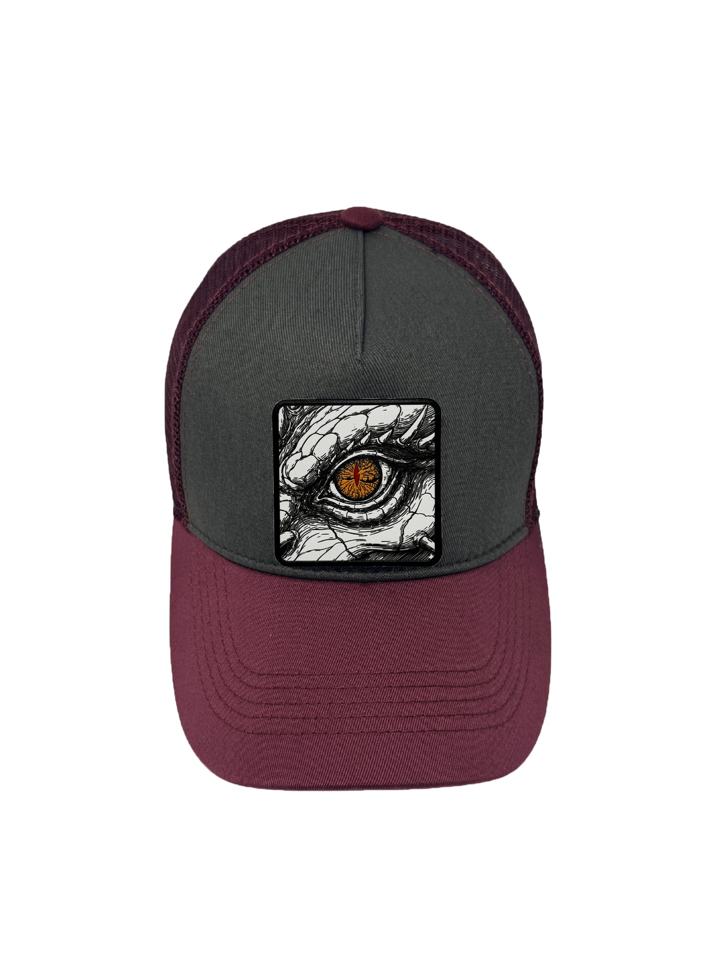 Dragon Eye | Embossed Removable Fantasy Patch Trucker Hat – Adjustable Snapback, Breathable Mesh, One Size Fits Most