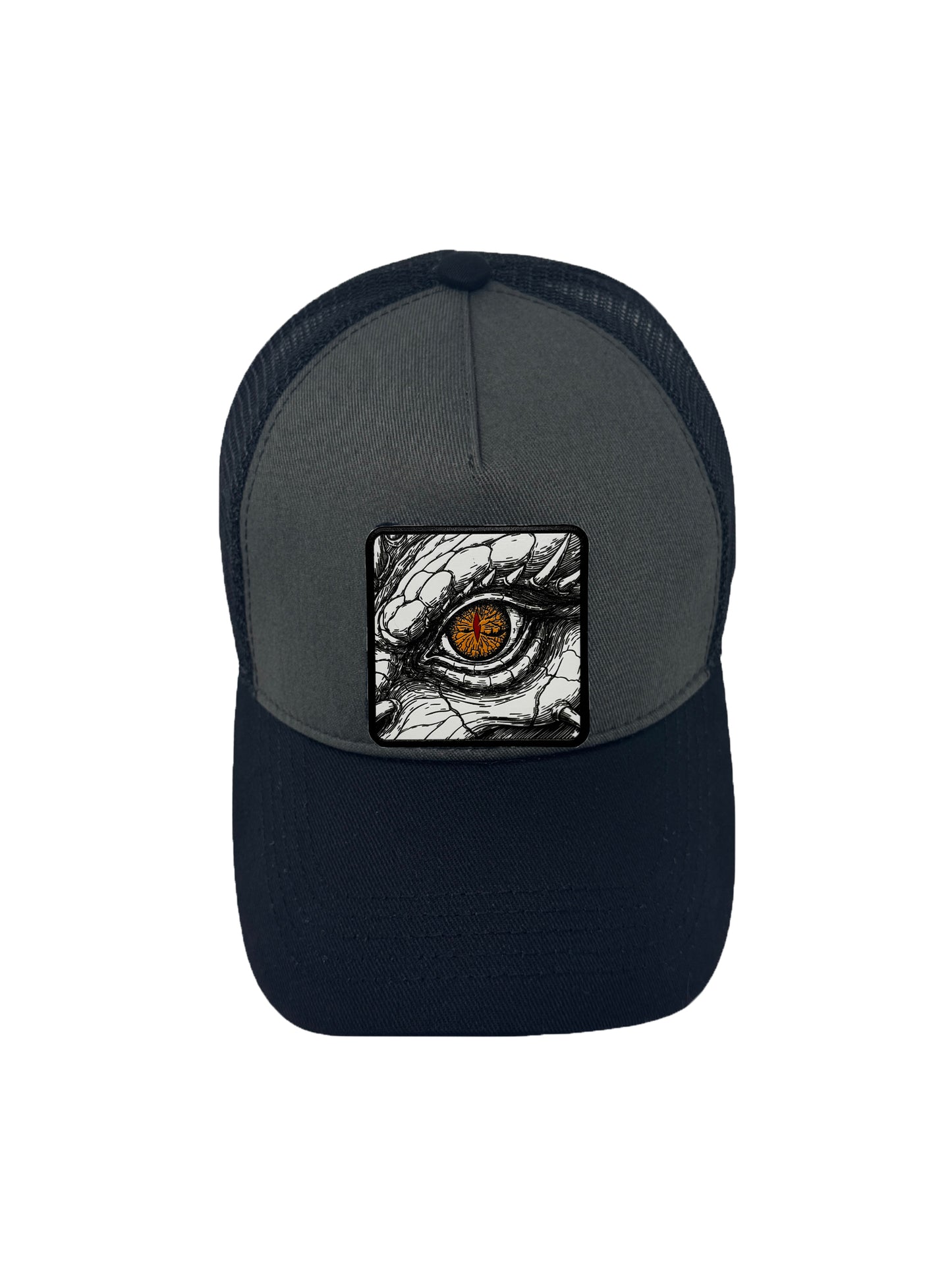 Dragon Eye | Embossed Removable Fantasy Patch Trucker Hat – Adjustable Snapback, Breathable Mesh, One Size Fits Most