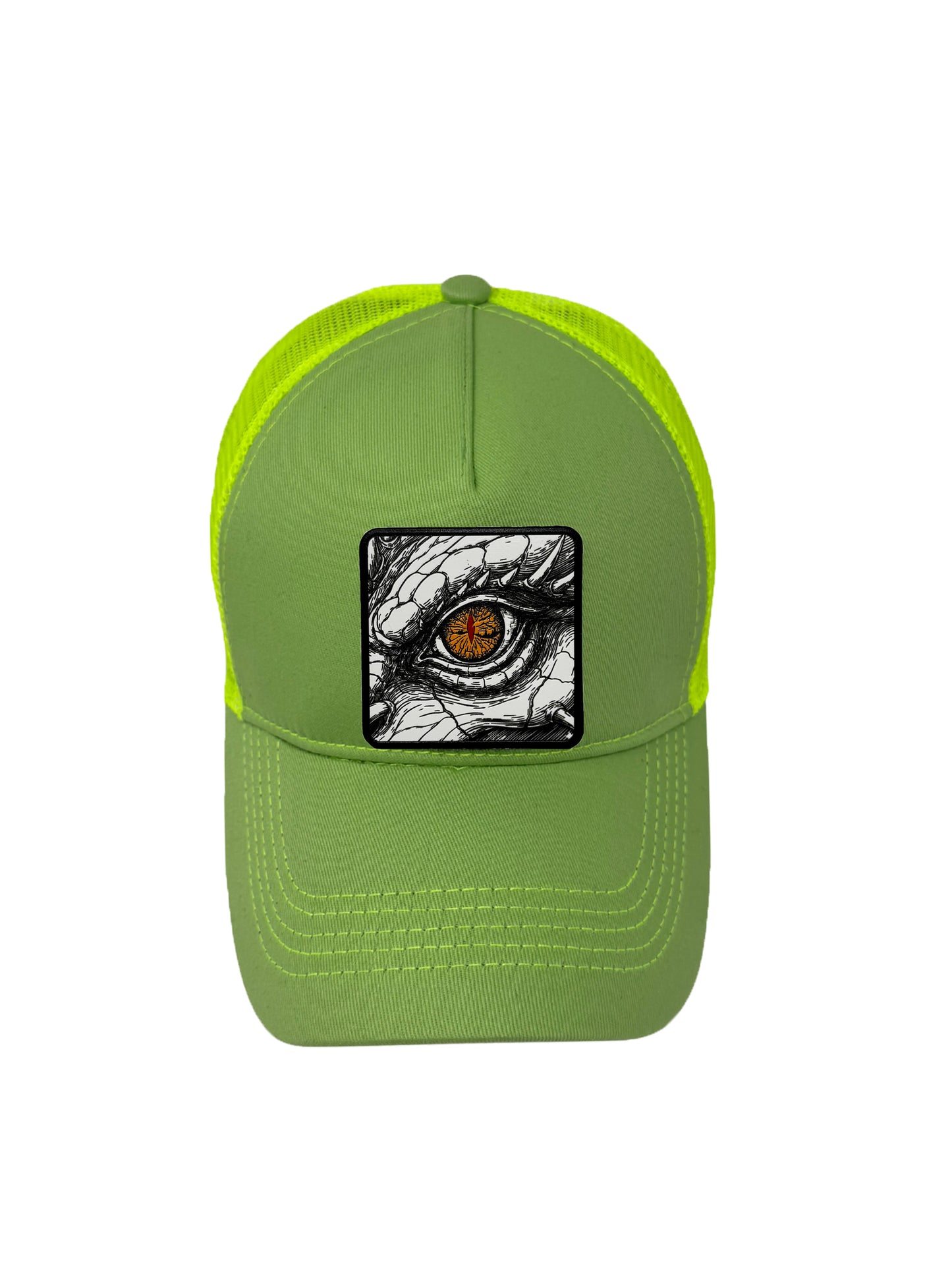 Dragon Eye | Embossed Removable Fantasy Patch Trucker Hat – Adjustable Snapback, Breathable Mesh, One Size Fits Most