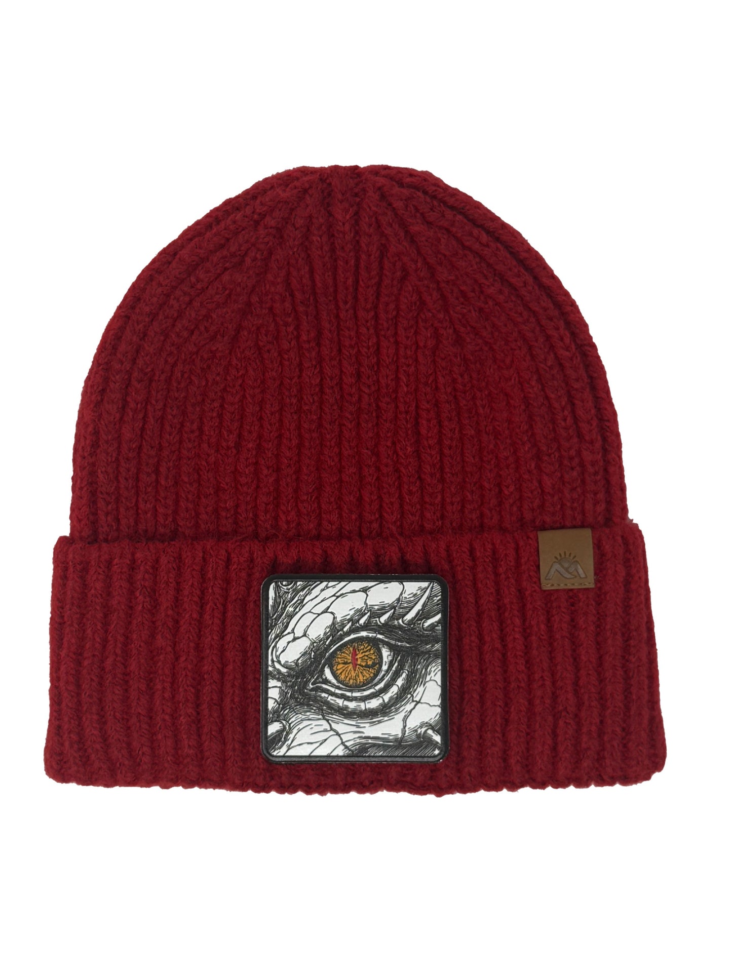 Dragon Eye | Embossed Removable Fantasy Patch Beanie - Wool Blend, Soft, Warm, One Size Fits Most