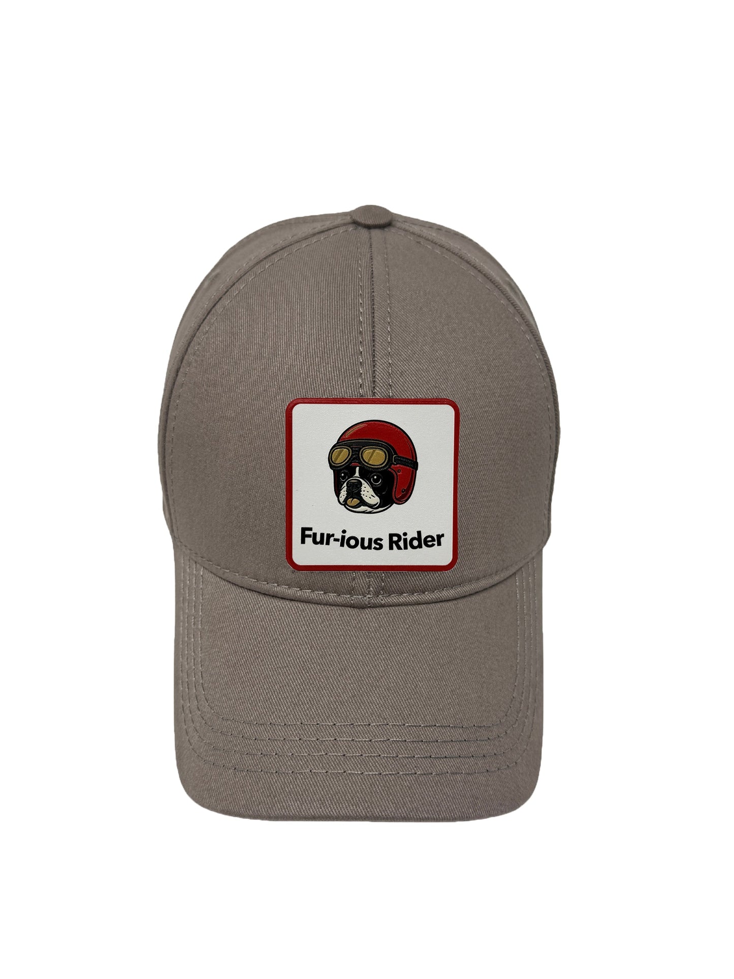 Fur-ious Rider | Embossed Removable Patch 6 Panel Baseball Hat – %100 Cotton, Adjustable Strapback, Curved Bill , One Size Fits Most
