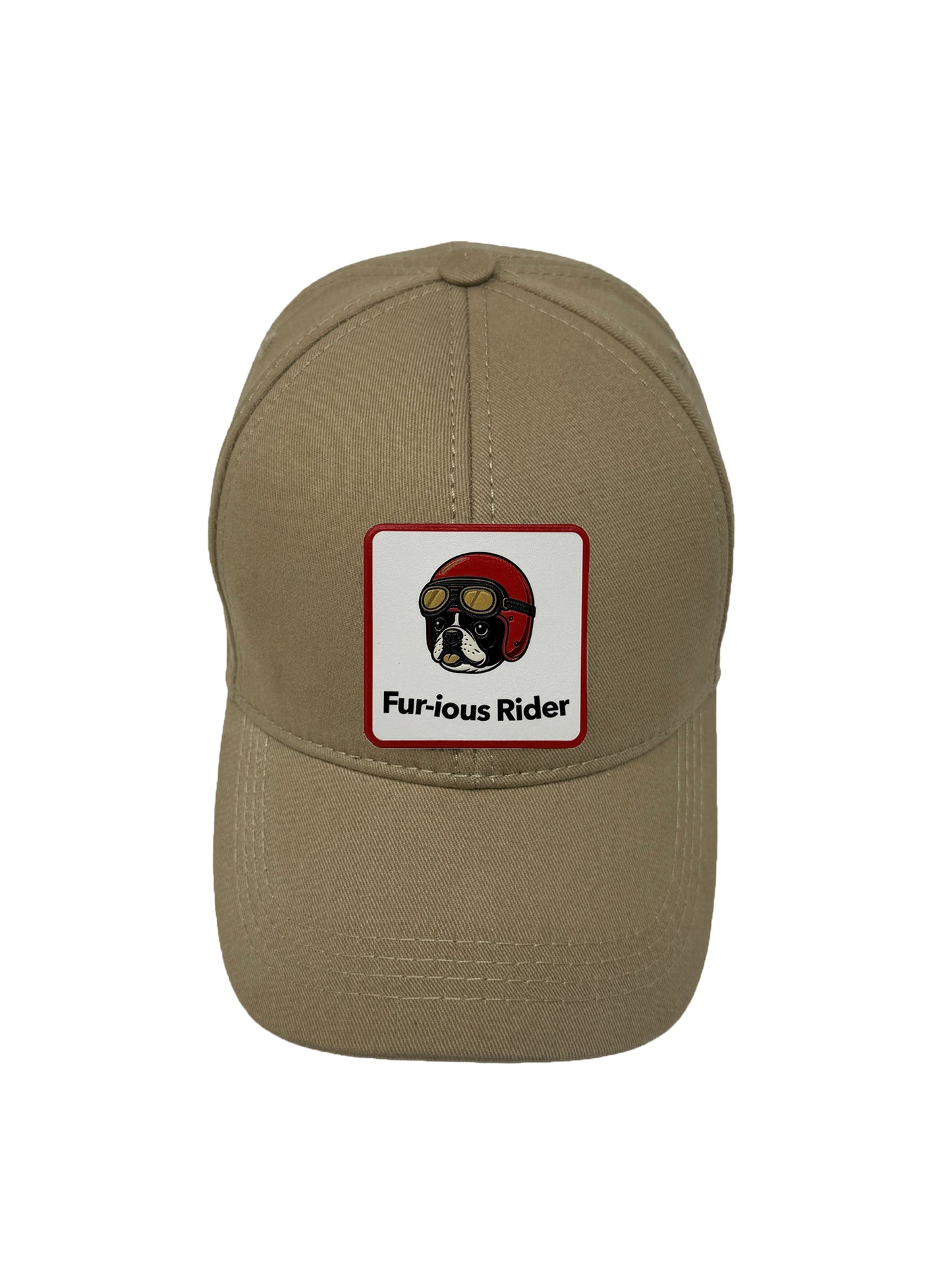 Fur-ious Rider | Embossed Removable Patch 6 Panel Baseball Hat – %100 Cotton, Adjustable Strapback, Curved Bill , One Size Fits Most