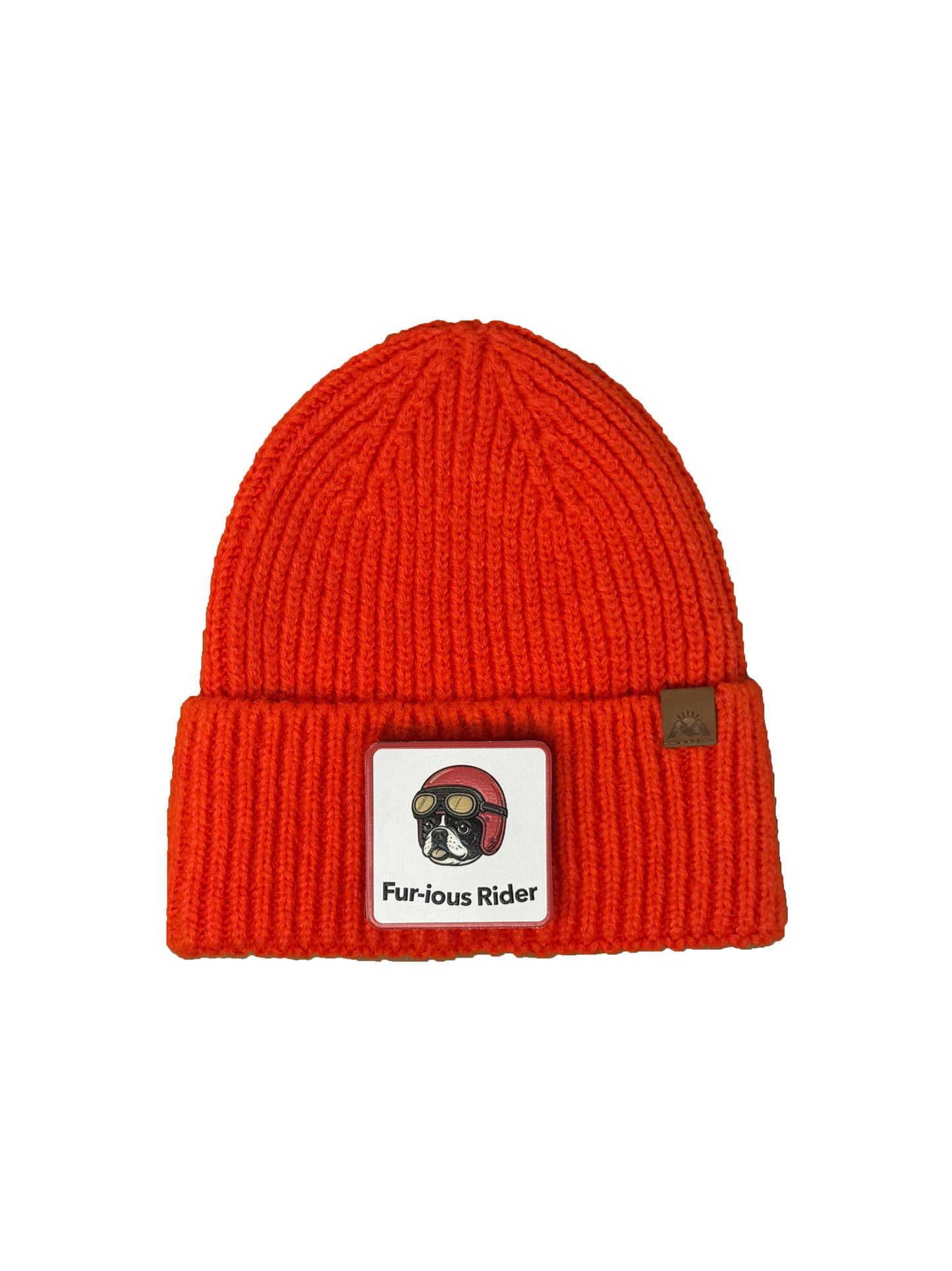 Fur-ious Rider | Embossed Removable Patch Beanie - Wool Blend, Soft, Warm, One Size Fits All