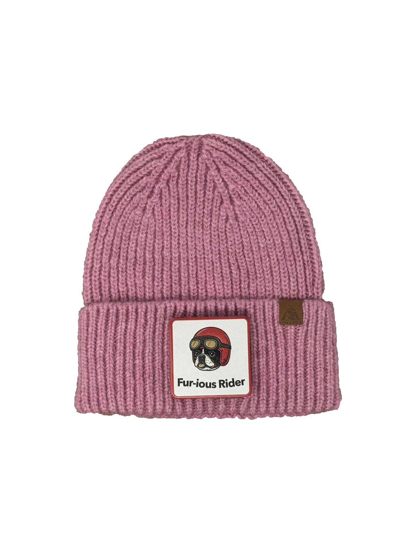 Fur-ious Rider | Embossed Removable Patch Beanie - Wool Blend, Soft, Warm, One Size Fits All