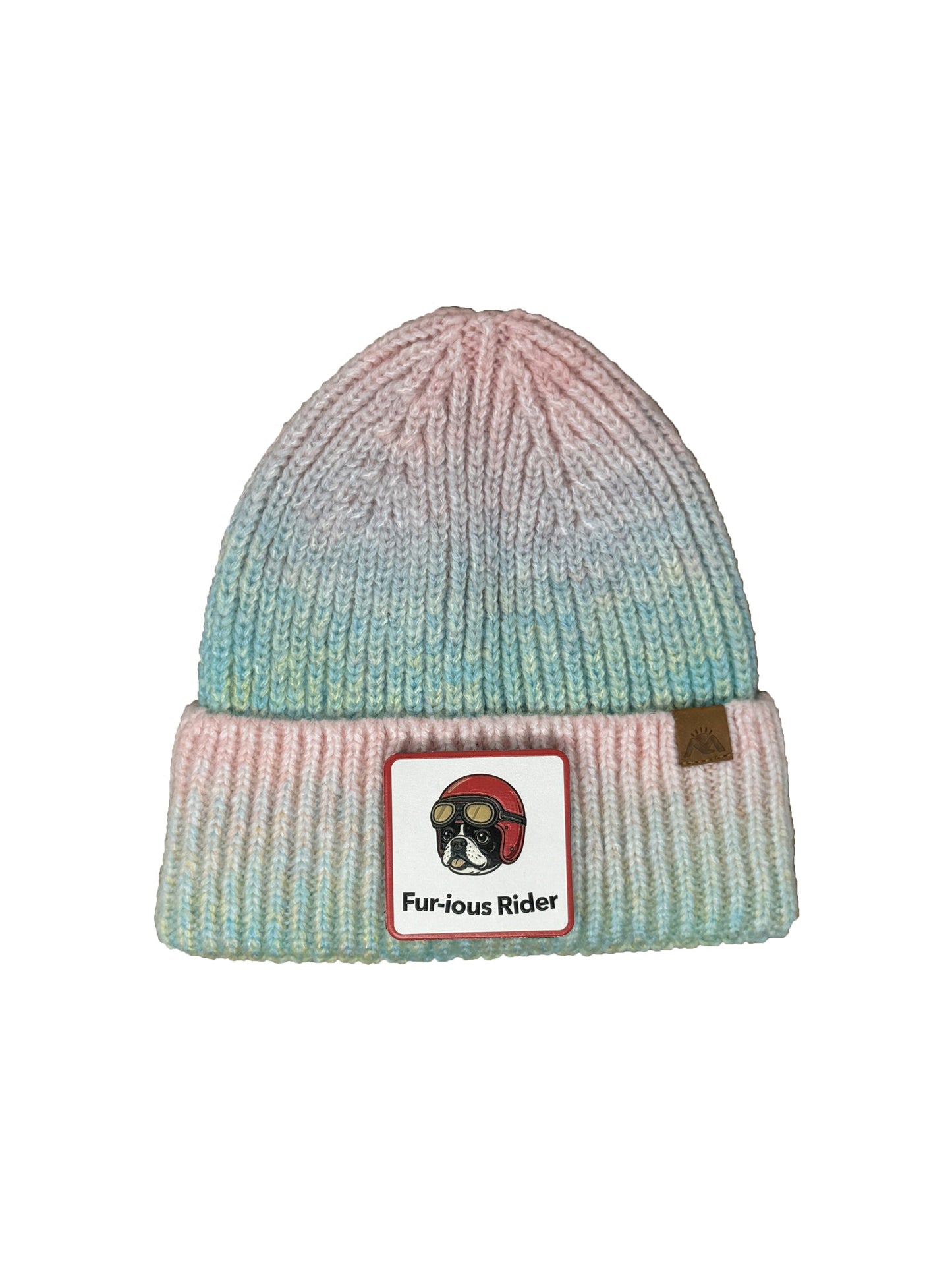 Fur-ious Rider | Embossed Removable Patch Beanie - Wool Blend, Soft, Warm, One Size Fits Most