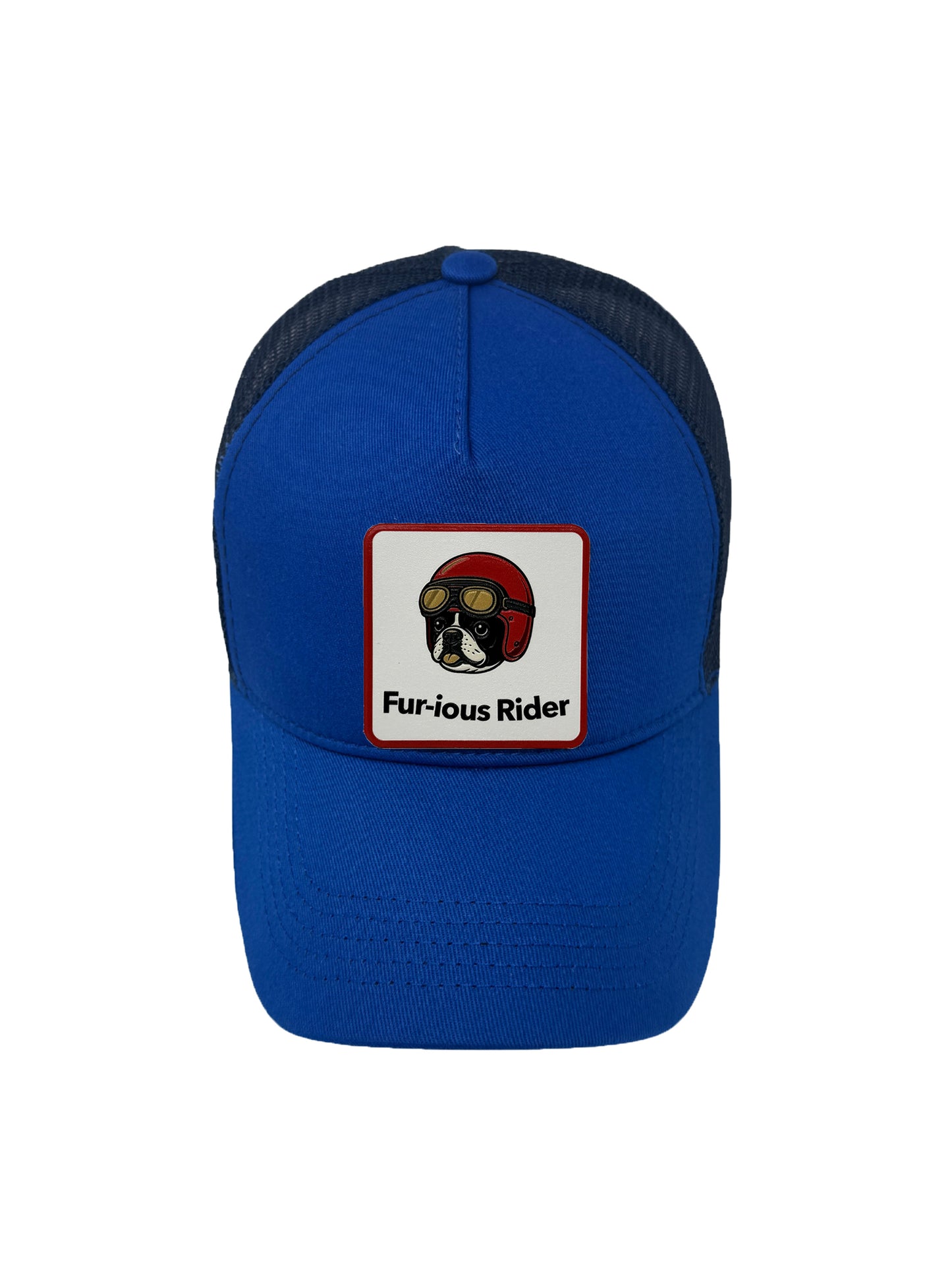 Fur-ious Rider | Embossed Removable Patch Trucker Hat – Adjustable Snapback, Breathable Mesh, One Size Fits Most