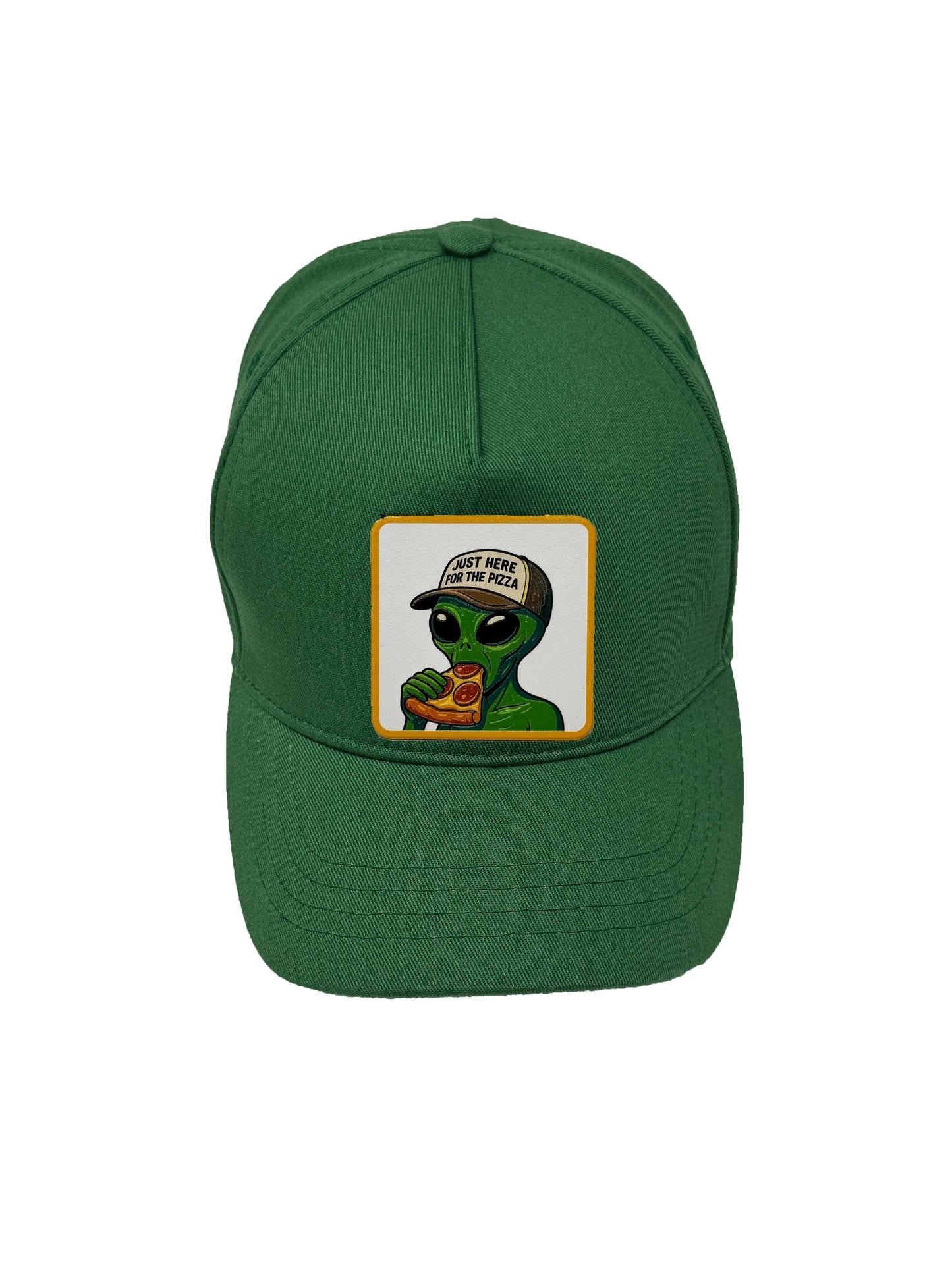 Here for the Pizza | Embossed Removable Patch 5 Panel Baseball Hat – %100 Cotton, Adjustable Strapback, Curved Bill , One Size Fits Most