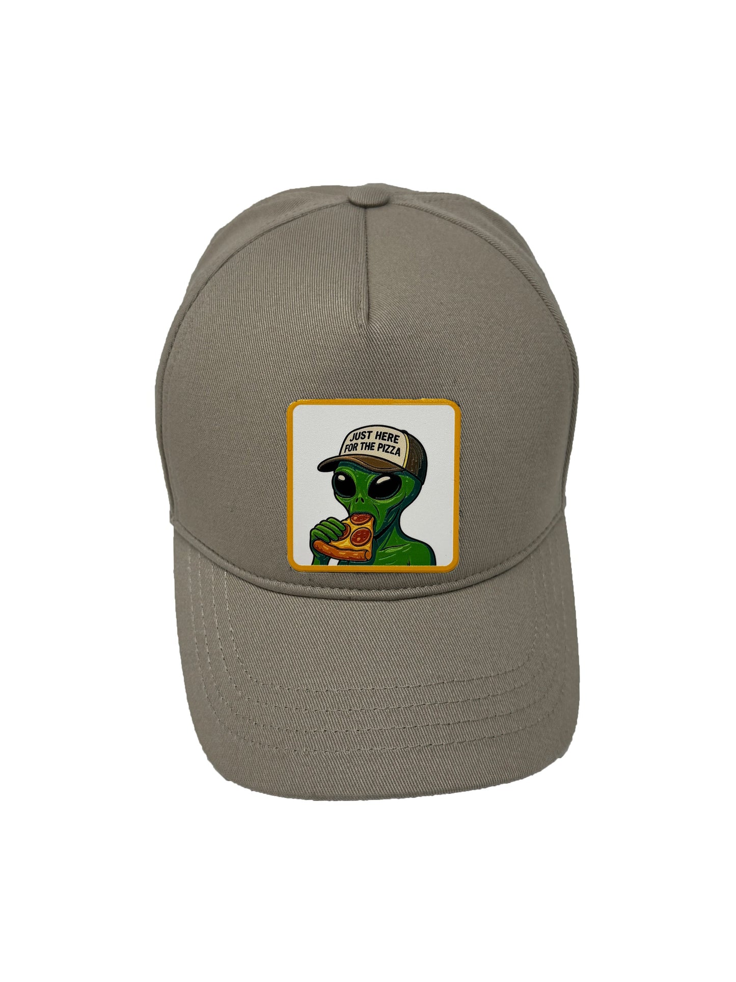 Here for the Pizza | Embossed Removable Patch 5 Panel Baseball Hat – %100 Cotton, Adjustable Strapback, Curved Bill , One Size Fits Most