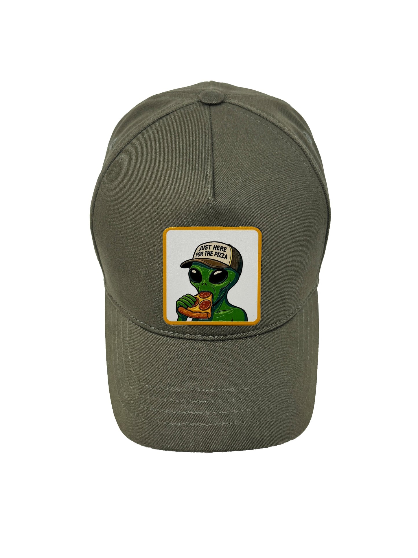 Here for the Pizza | Embossed Removable Patch 5 Panel Baseball Hat – %100 Cotton, Adjustable Strapback, Curved Bill , One Size Fits Most