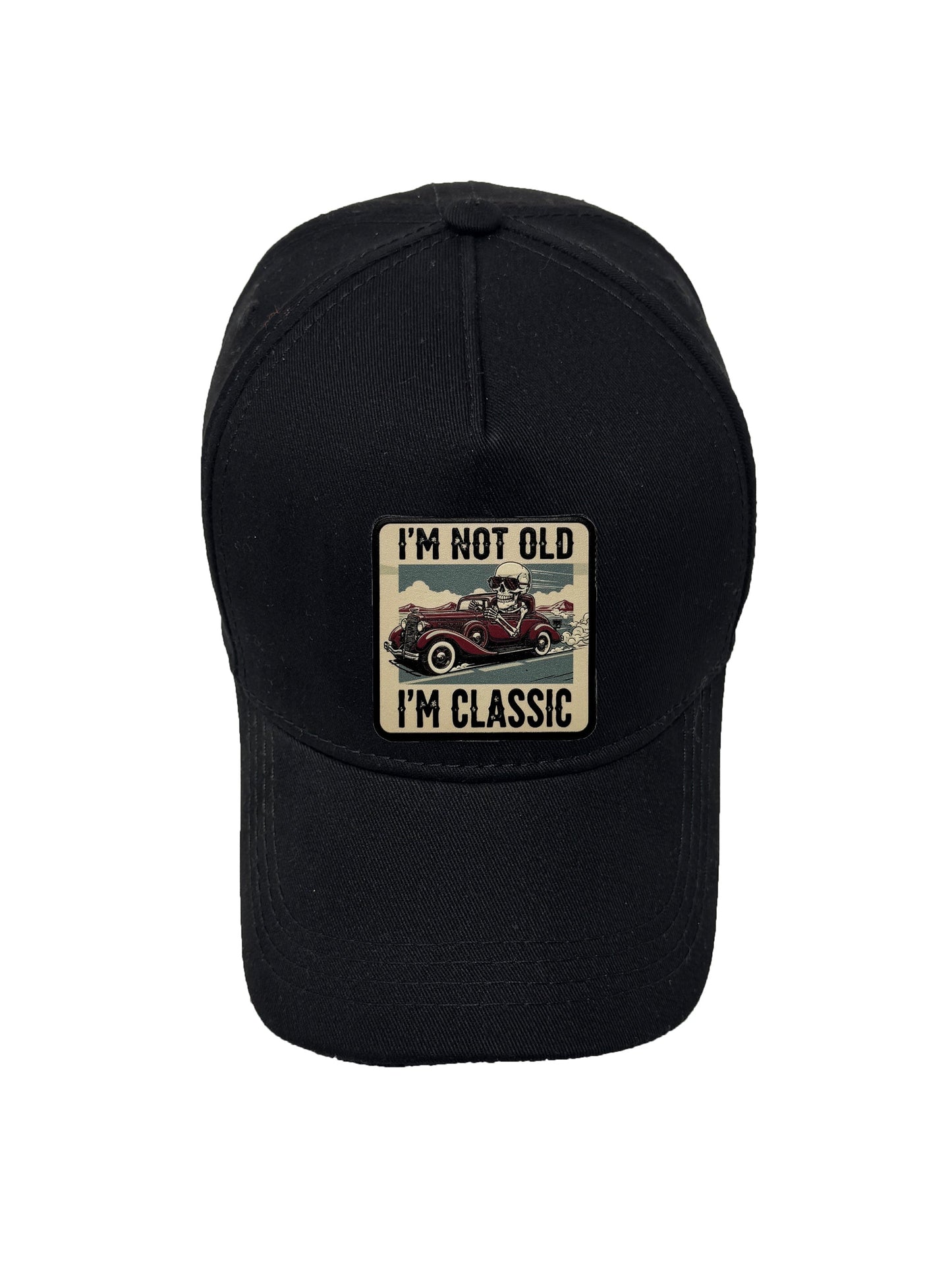 I am Classic | Embossed Removable Patch 5 Panel Baseball Hat – %100 Cotton, Adjustable Strapback, Curved Bill , One Size Fits Most