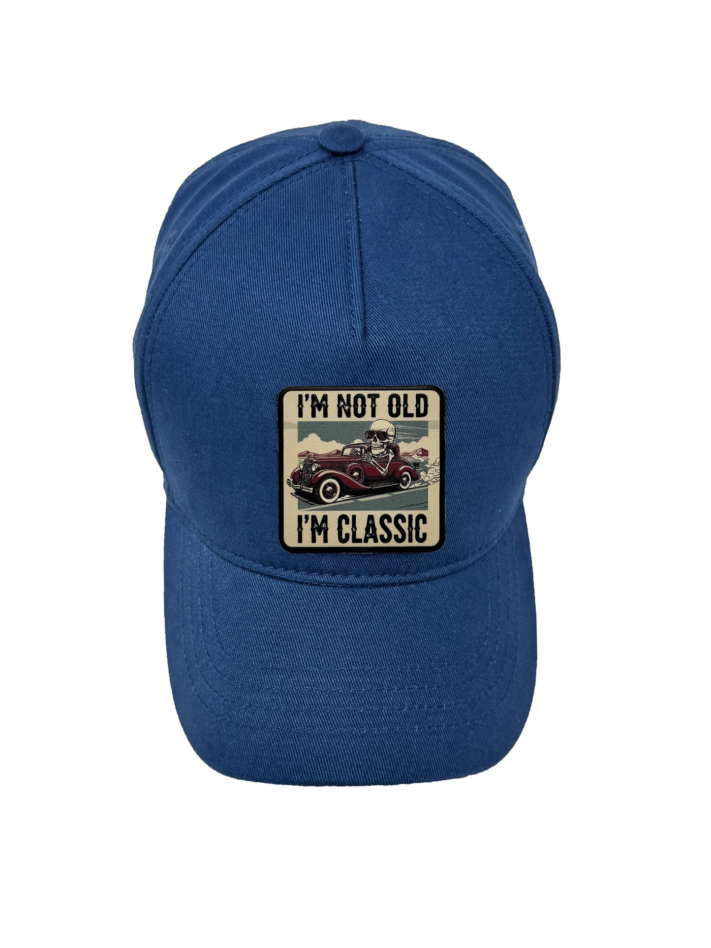 I am Classic | Embossed Removable Patch 5 Panel Baseball Hat – %100 Cotton, Adjustable Strapback, Curved Bill , One Size Fits Most