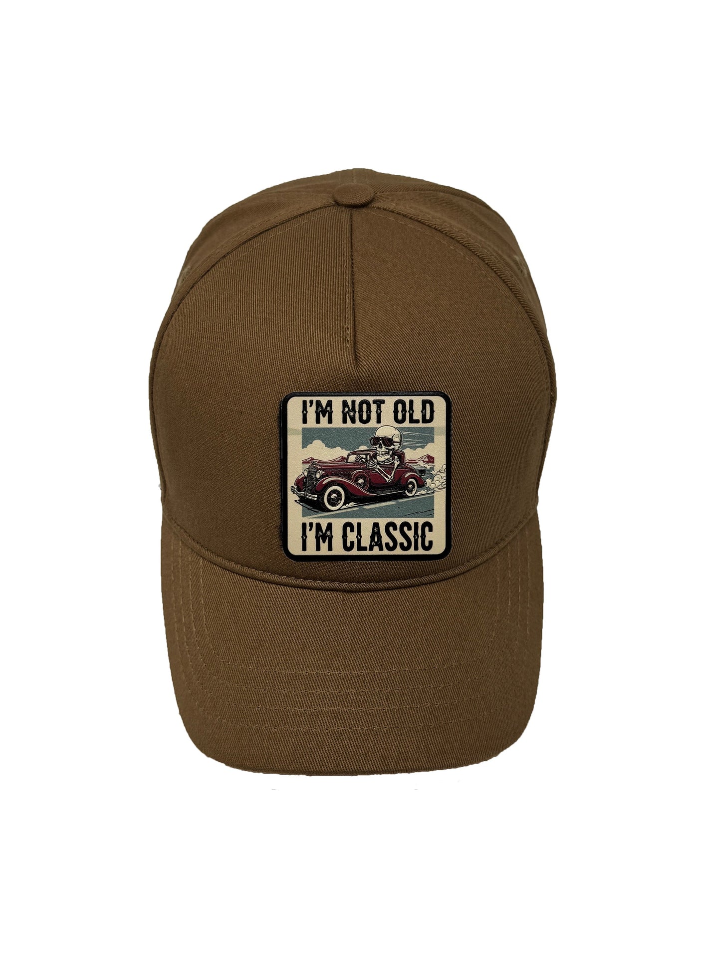 I am Classic | Embossed Removable Patch 5 Panel Baseball Hat – %100 Cotton, Adjustable Strapback, Curved Bill , One Size Fits Most